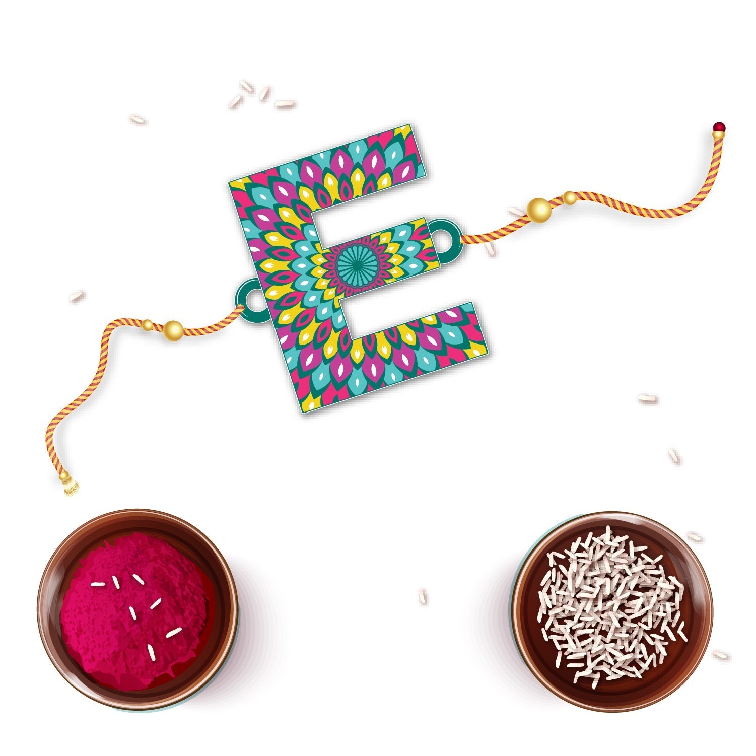 Indianvibez Alphabet E Wooden Rakhi - Kids Rakhi - Swadesiicart