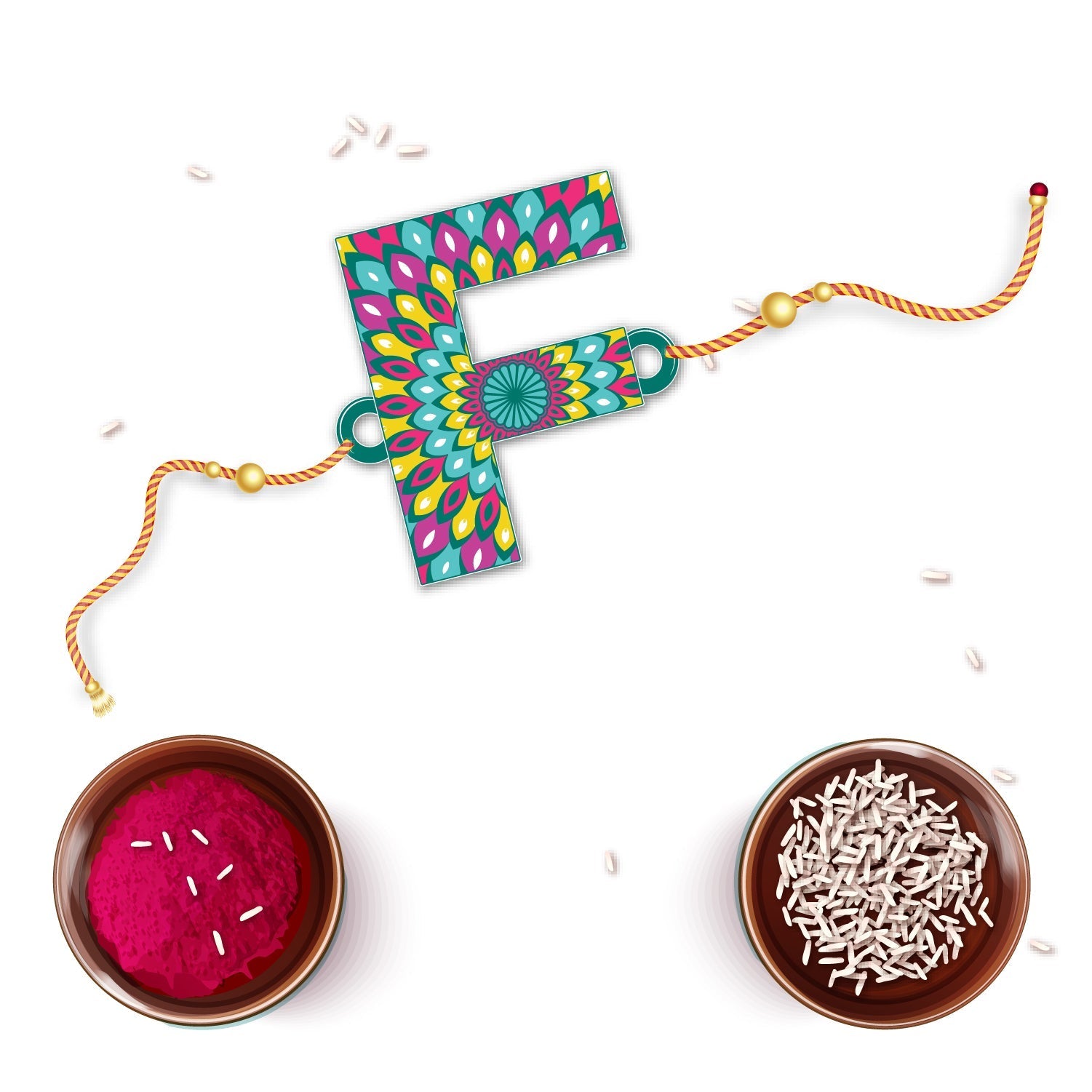Indianvibez Alphabet F Wooden Rakhi - Kids Rakhi - Swadesiicart