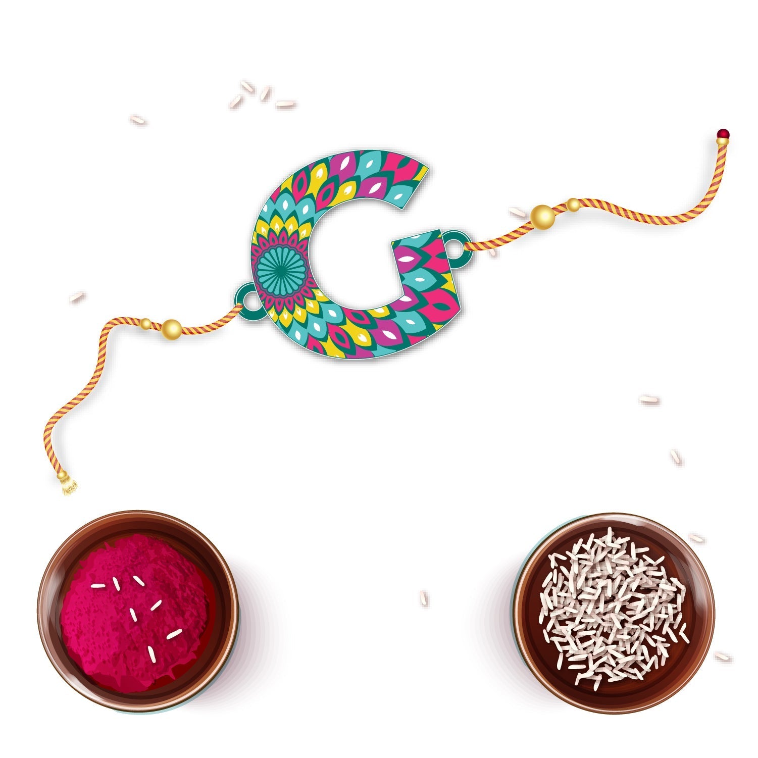 Indianvibez Alphabet G Wooden Rakhi - Kids Rakhi - Swadesiicart