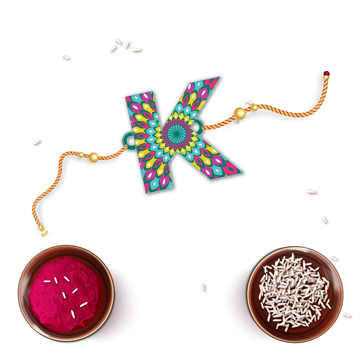 Indianvibez Alphabet K Wooden Rakhi - Kids Rakhi - Swadesiicart