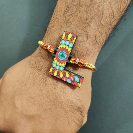 Indianvibez Alphabet L Wooden Rakhi - Kids Rakhi - Swadesiicart