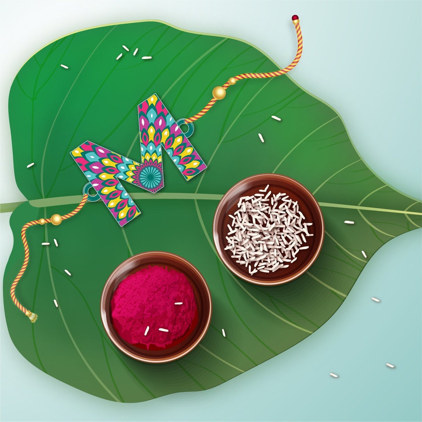 Indianvibez Alphabet M Wooden Rakhi - Kids Rakhi - Swadesiicart