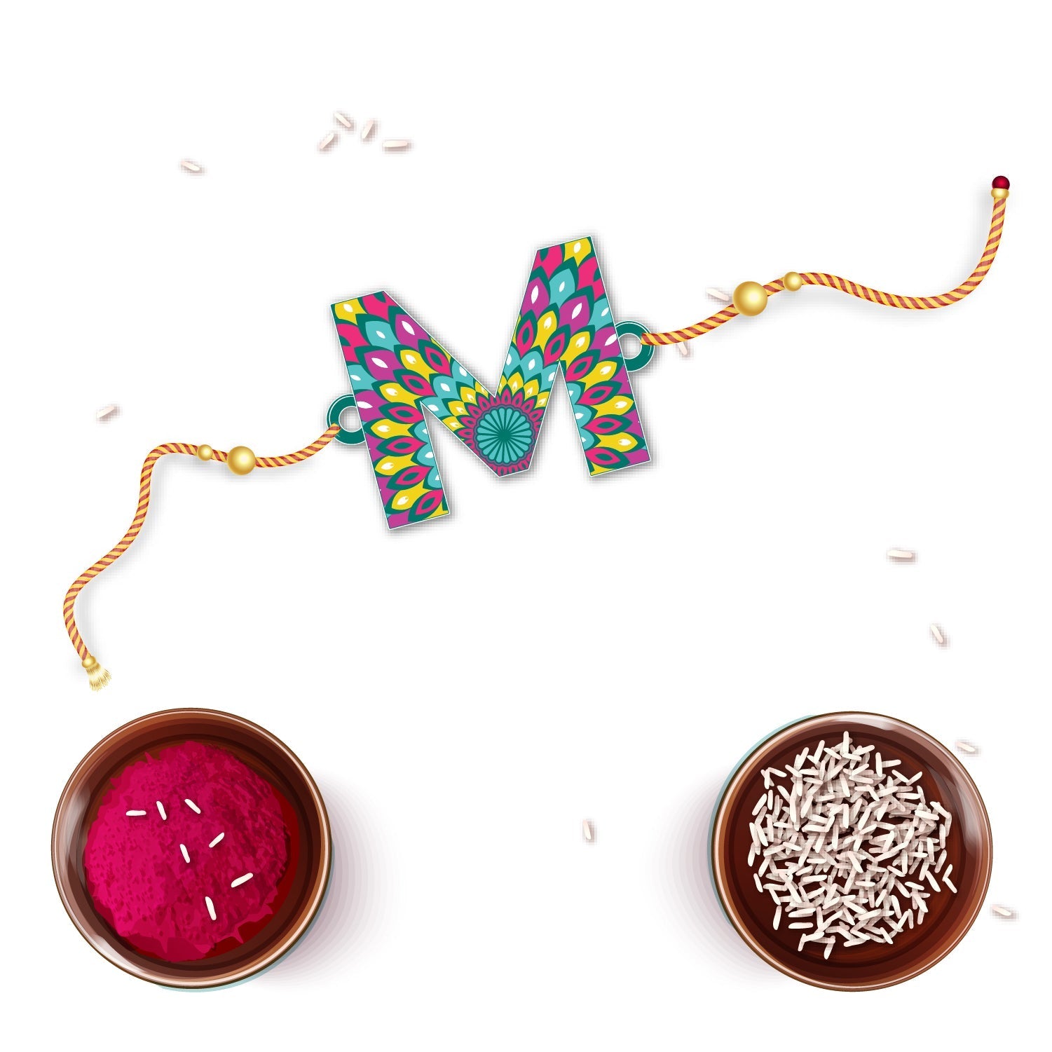 Indianvibez Alphabet M Wooden Rakhi - Kids Rakhi - Swadesiicart