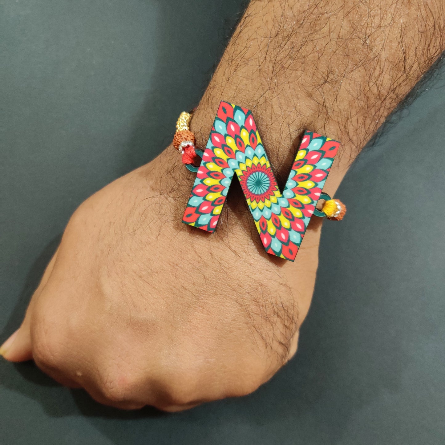 Indianvibez Alphabet N Wooden Rakhi - Kids Rakhi - Swadesiicart
