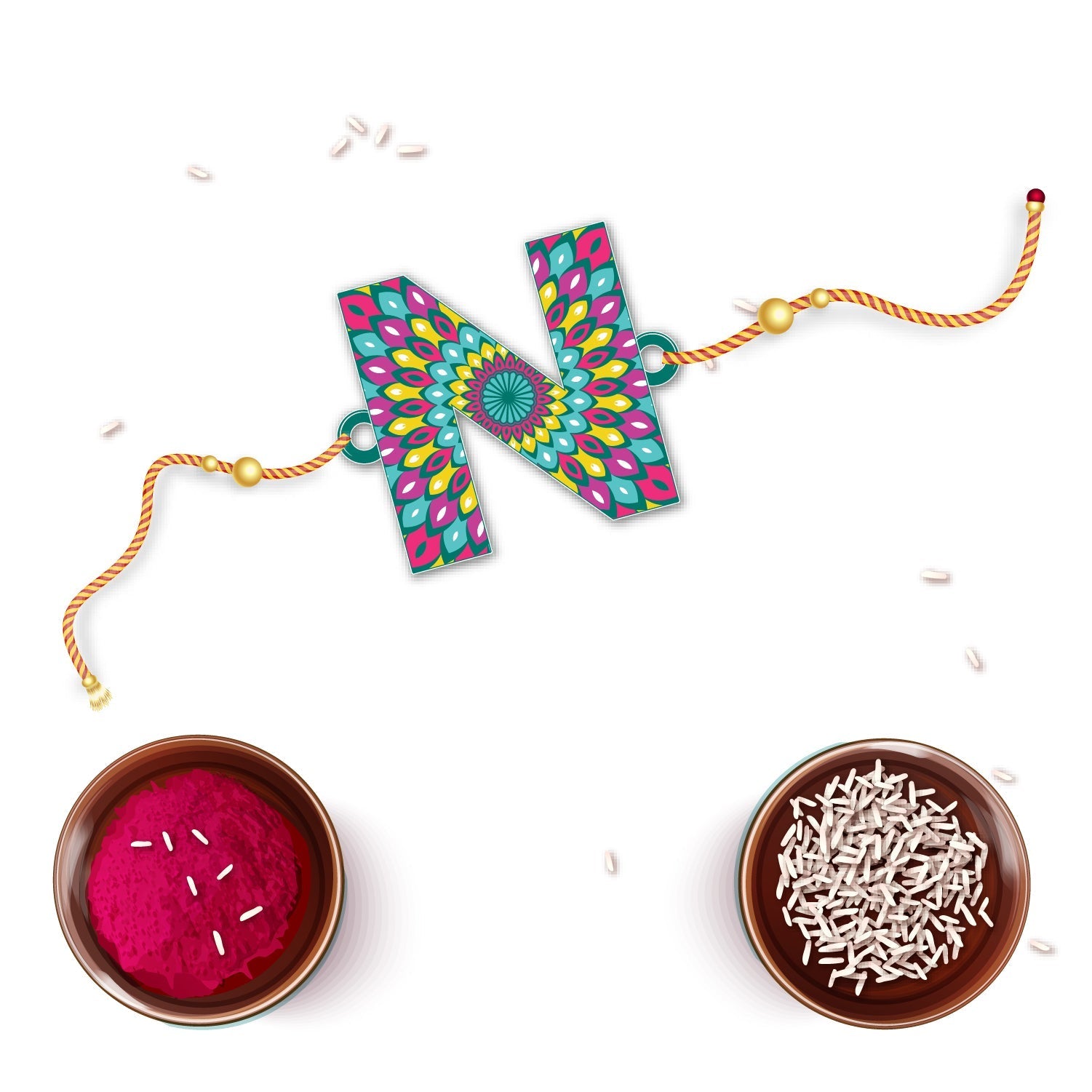 Indianvibez Alphabet N Wooden Rakhi - Kids Rakhi - Swadesiicart