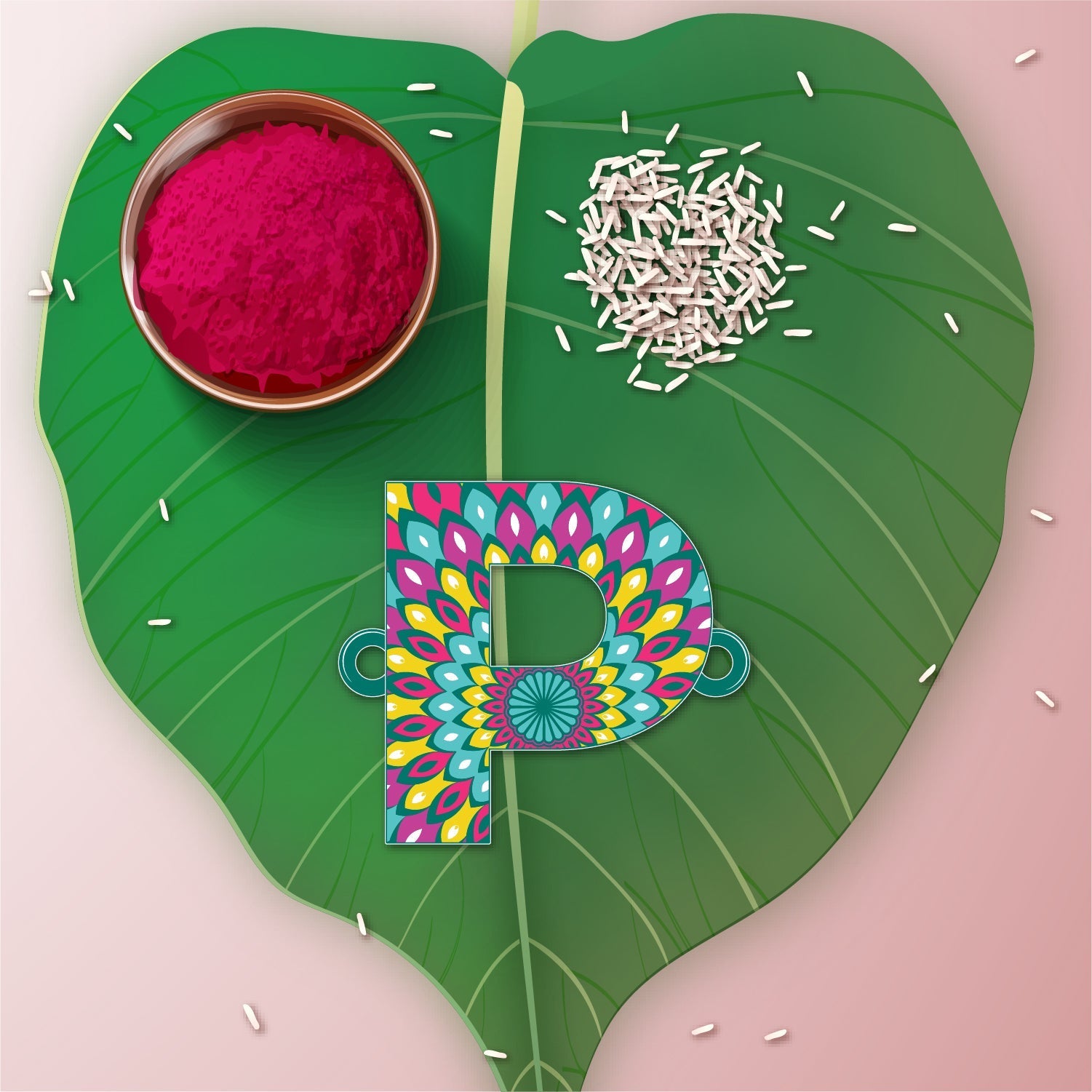 Indianvibez Alphabet P Wooden Rakhi - Kids Rakhi - Swadesiicart