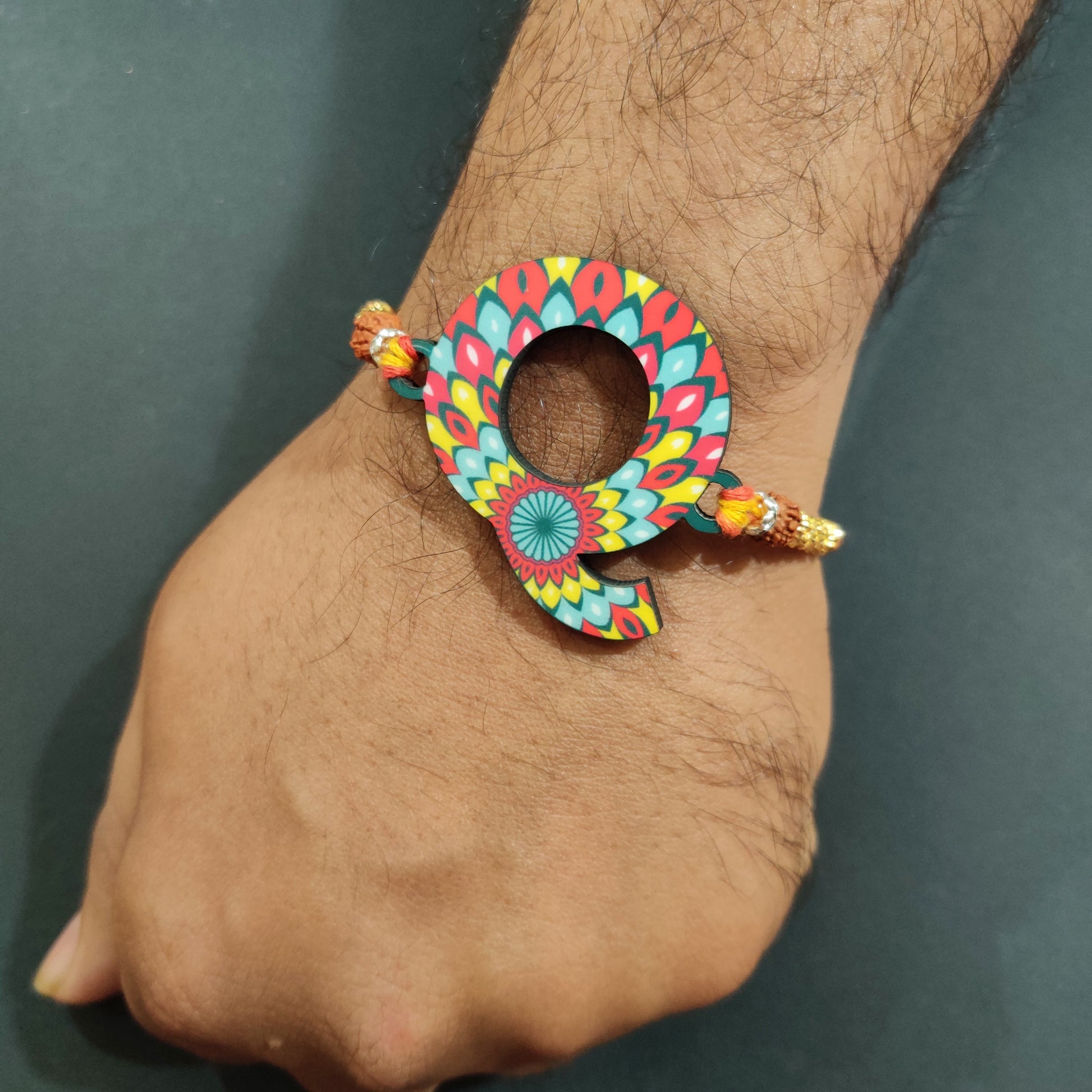 Indianvibez Alphabet Q Wooden Rakhi - Kids Rakhi - Swadesiicart