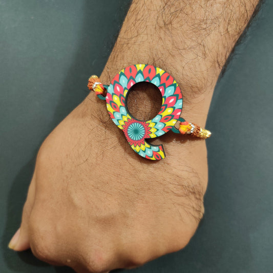 Indianvibez Alphabet Q Wooden Rakhi - Kids Rakhi - Swadesiicart