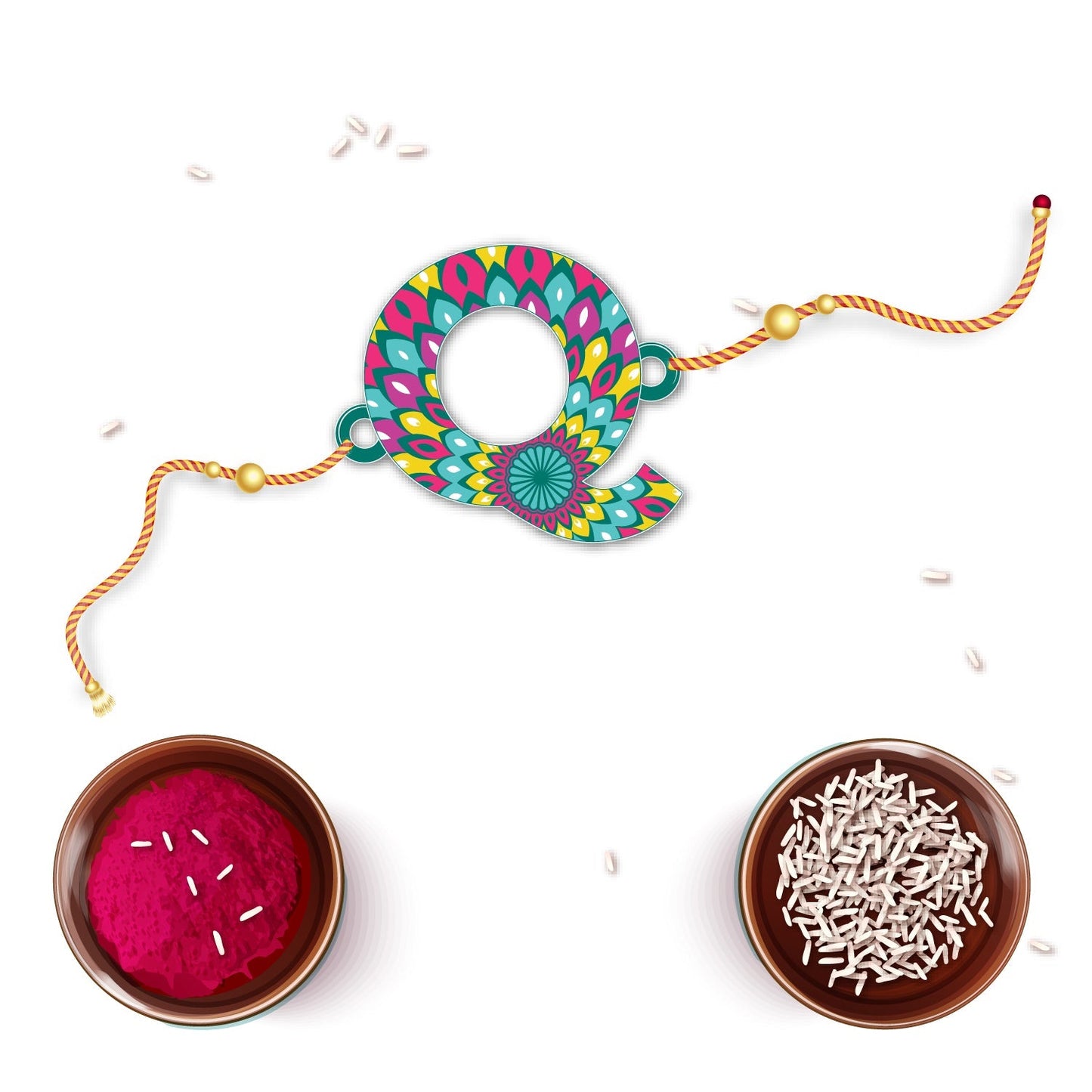Indianvibez Alphabet Q Wooden Rakhi - Kids Rakhi - Swadesiicart