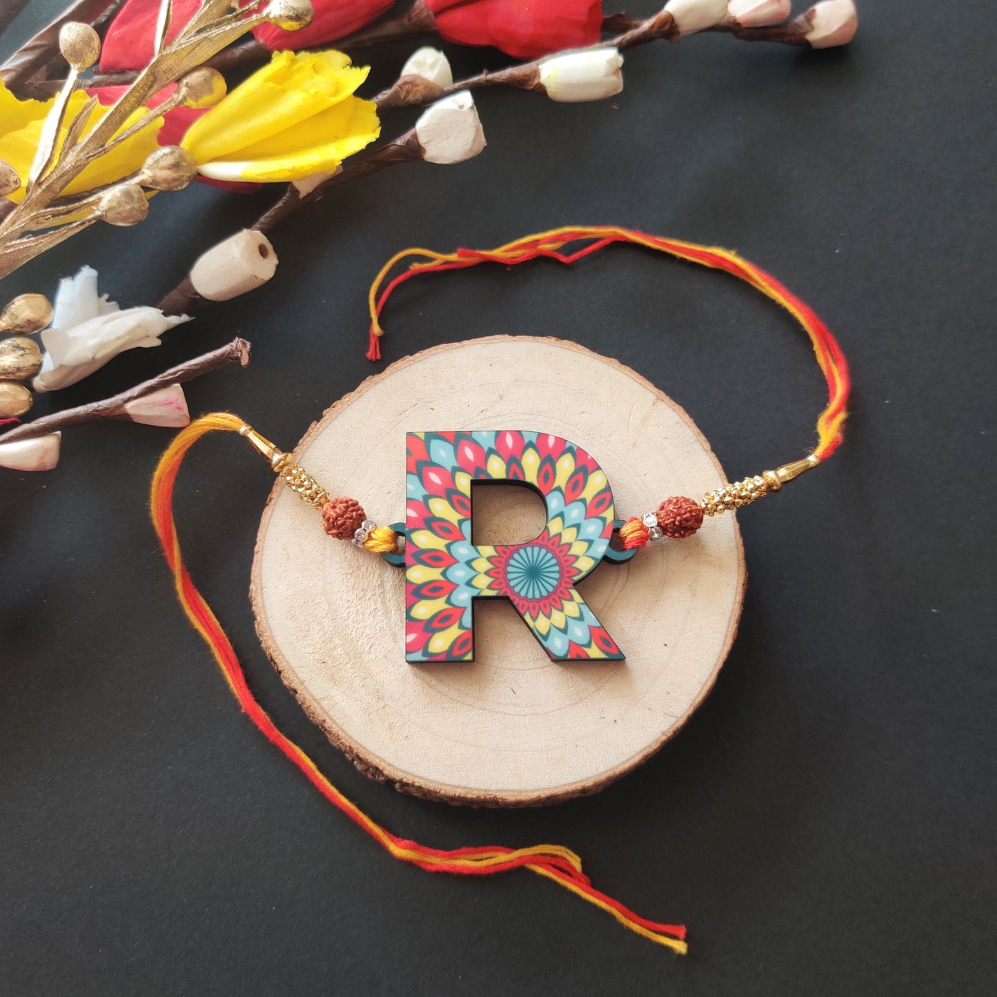 Indianvibez Alphabet R Wooden Rakhi - Kids Rakhi - Swadesiicart
