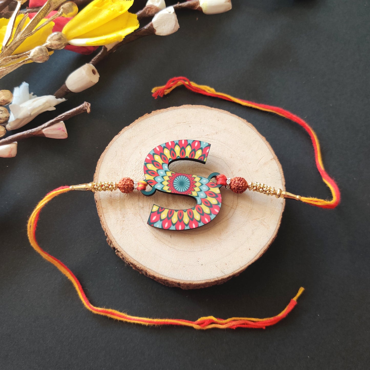 Indianvibez Alphabet S Wooden Rakhi - Kids Rakhi - Swadesiicart