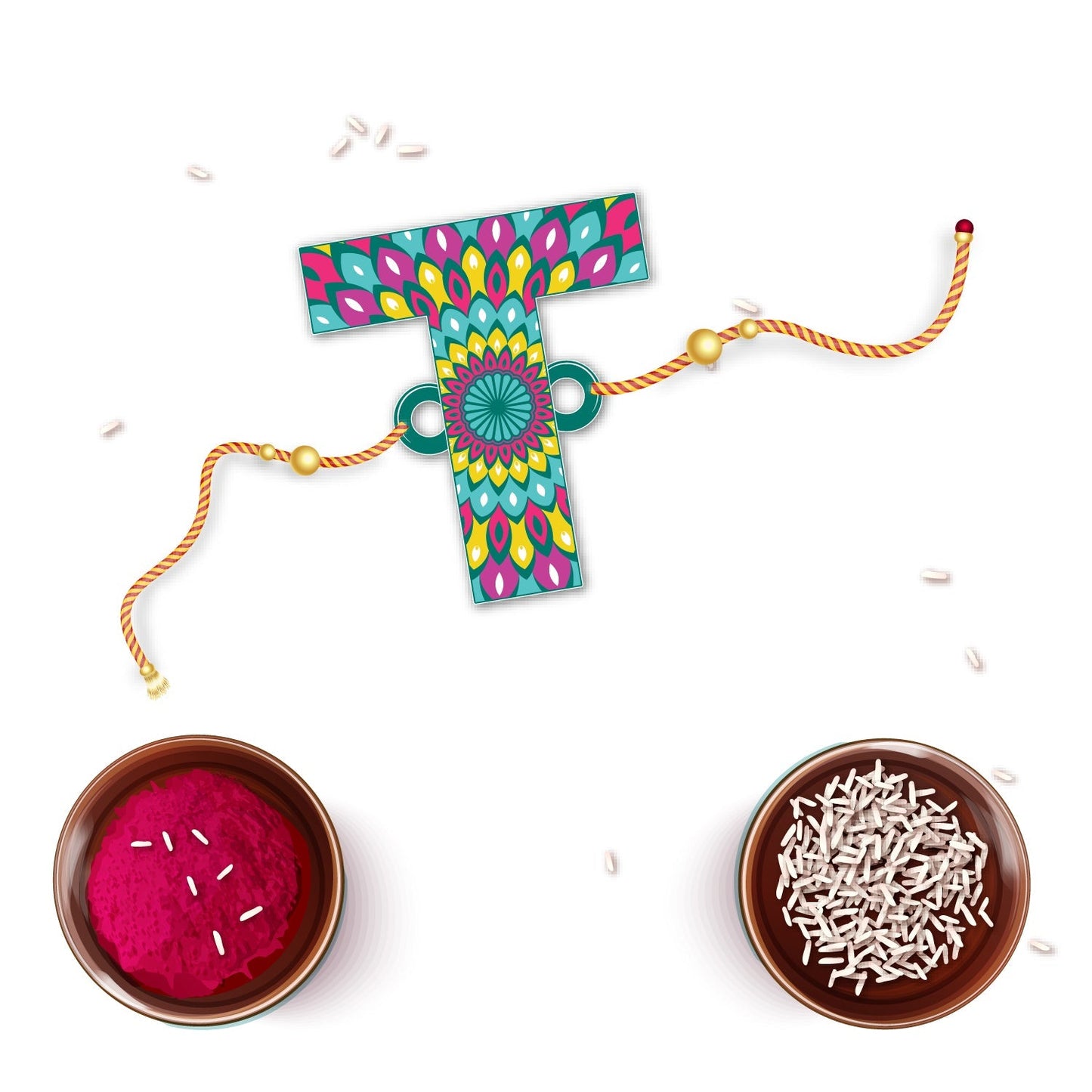 Indianvibez Alphabet T Wooden Rakhi - Kids Rakhi - Swadesiicart