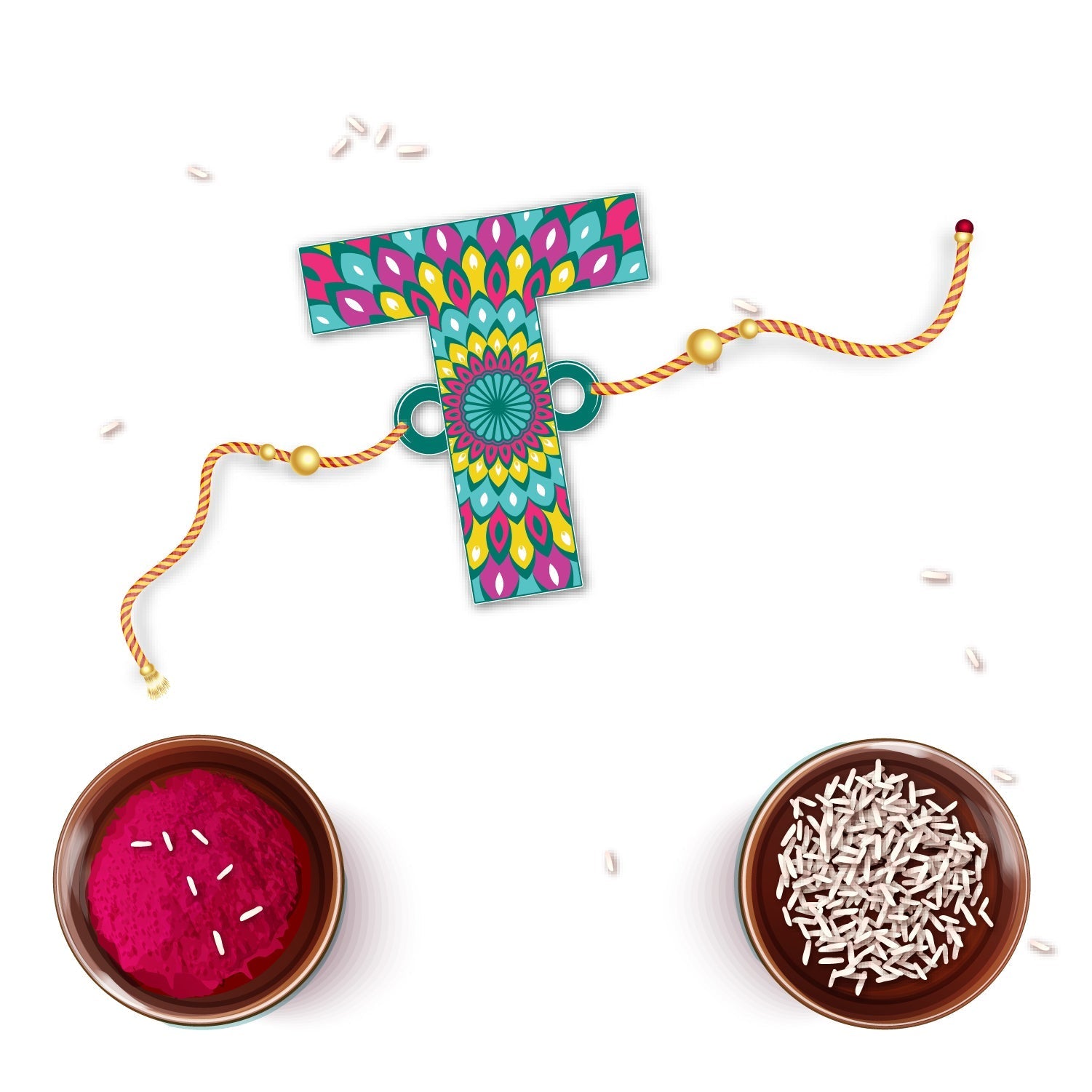 Indianvibez Alphabet T Wooden Rakhi - Kids Rakhi - Swadesiicart