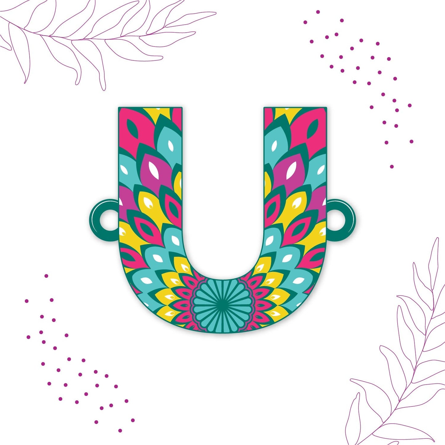 Indianvibez Alphabet U Wooden Rakhi - Kids Rakhi - Swadesiicart