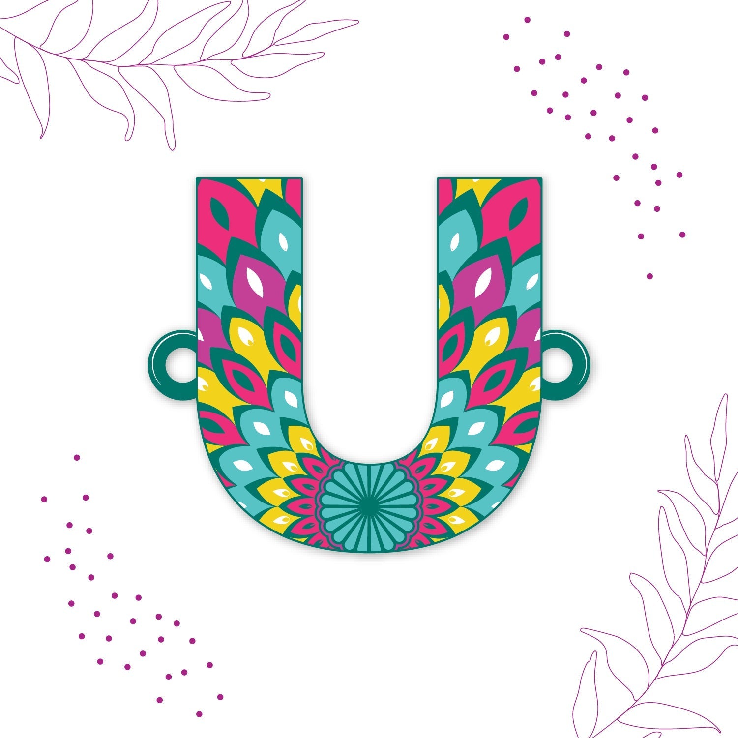 Indianvibez Alphabet U Wooden Rakhi - Kids Rakhi - Swadesiicart