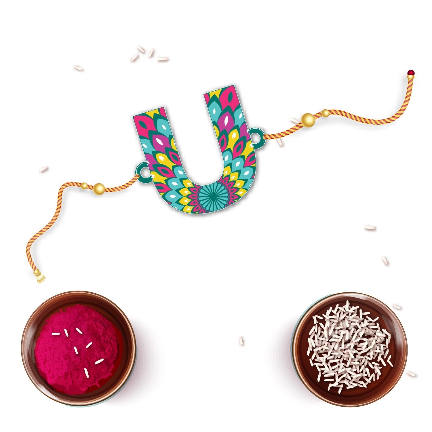 Indianvibez Alphabet U Wooden Rakhi - Kids Rakhi - Swadesiicart