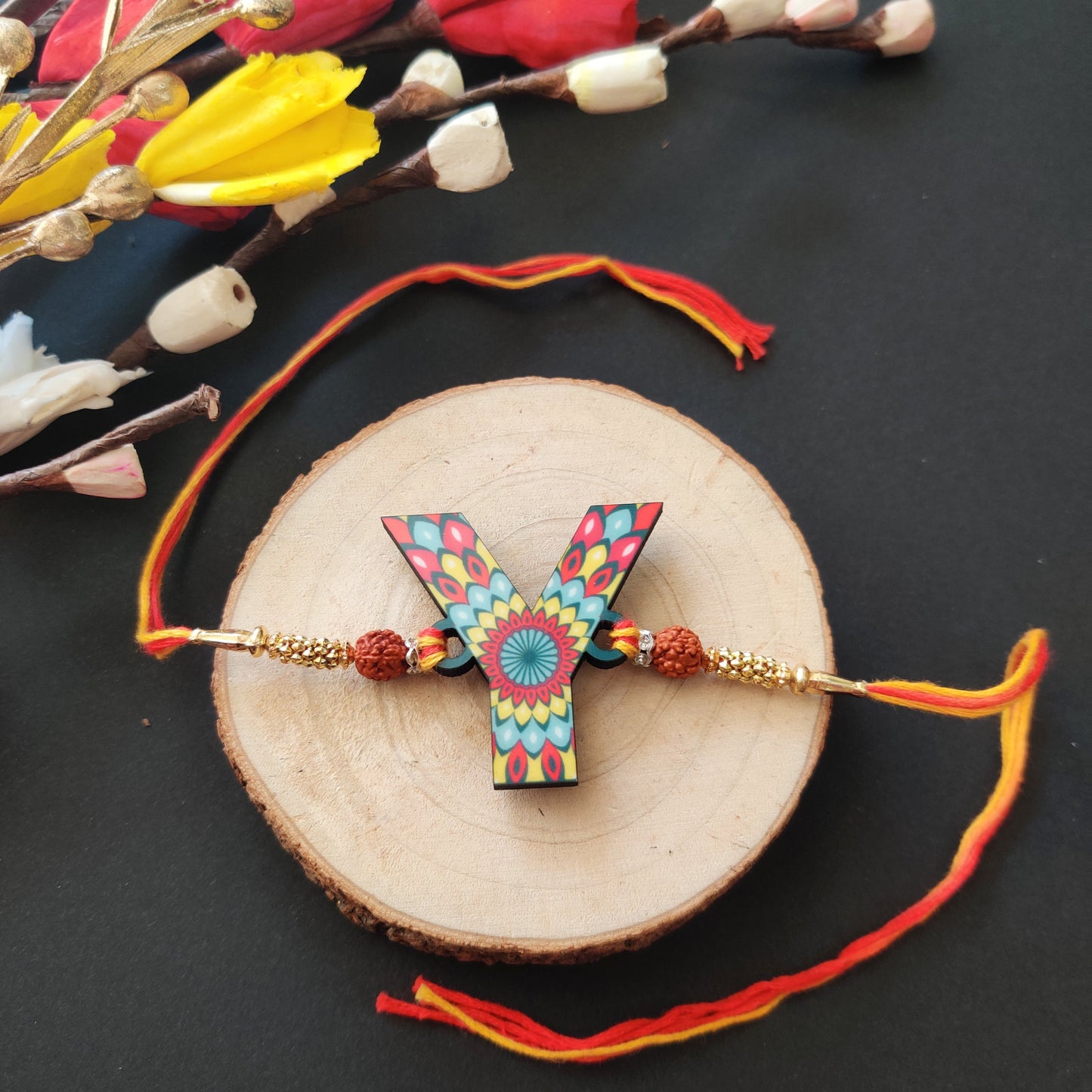 Indianvibez Alphabet Y Wooden Rakhi - Kids Rakhi - Swadesiicart