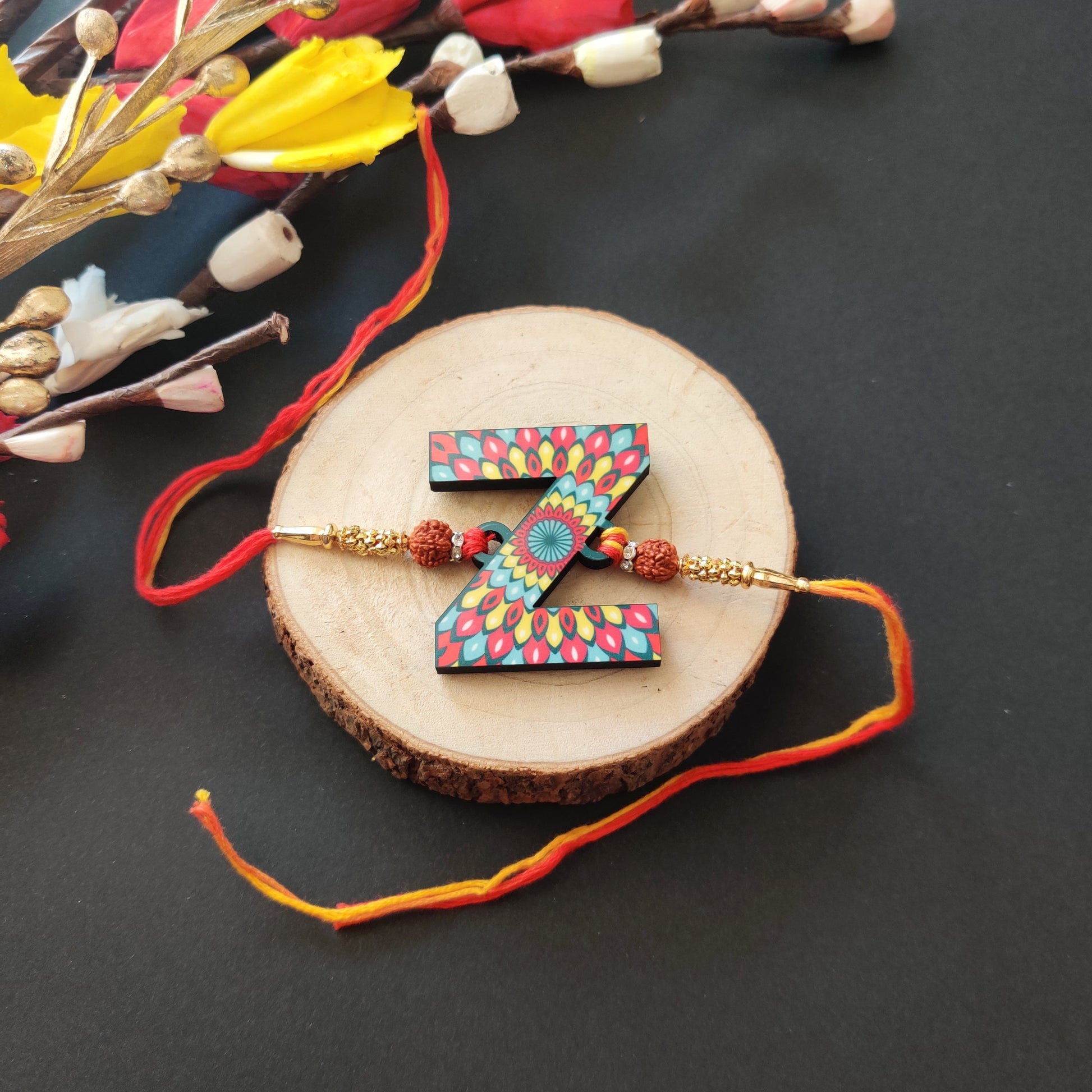 Indianvibez Alphabet Z Wooden Rakhi - Kids Rakhi - Swadesiicart