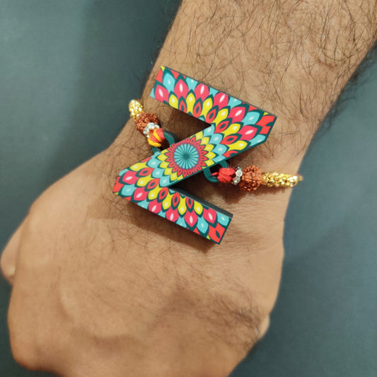 Indianvibez Alphabet Z Wooden Rakhi - Kids Rakhi - Swadesiicart