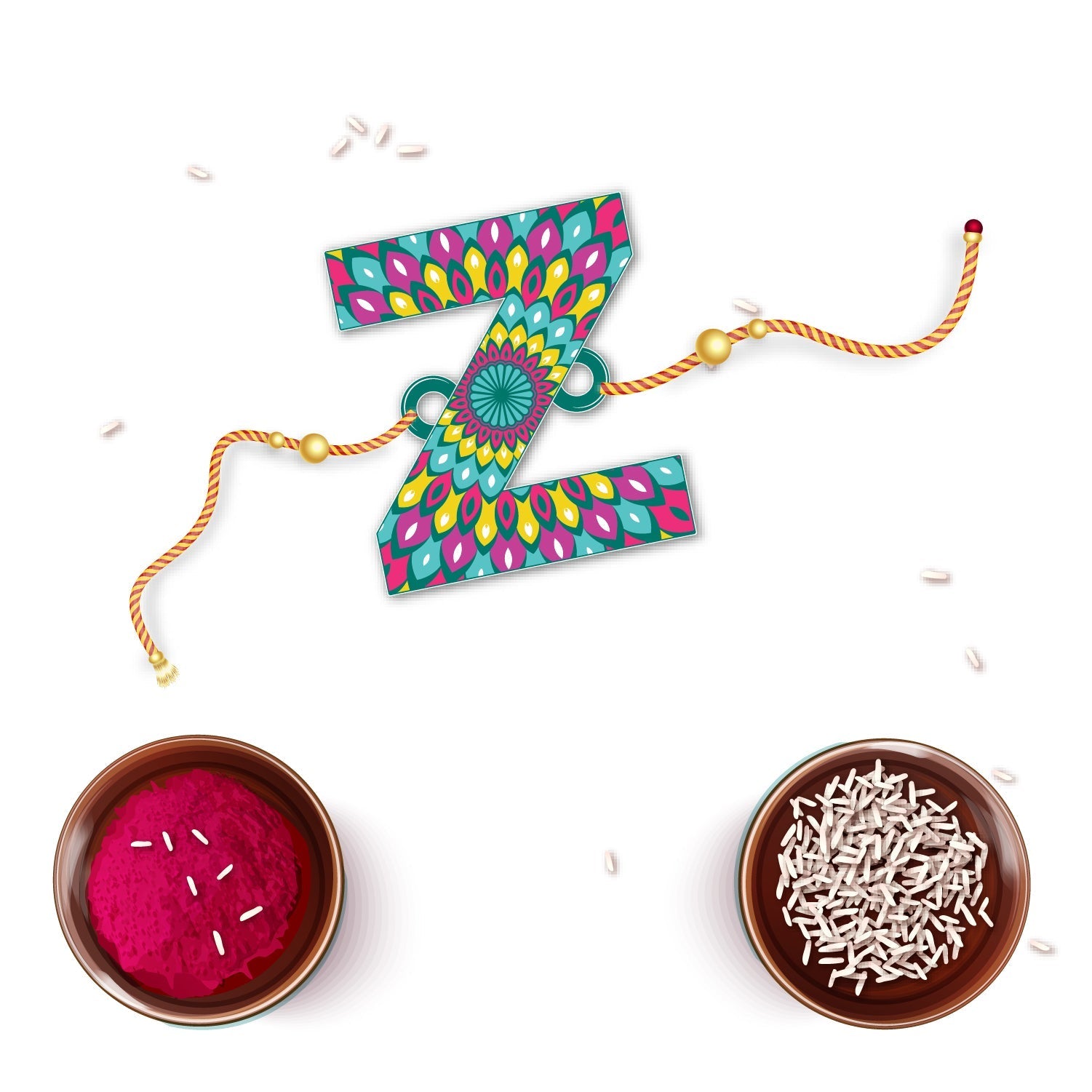 Indianvibez Alphabet Z Wooden Rakhi - Kids Rakhi - Swadesiicart