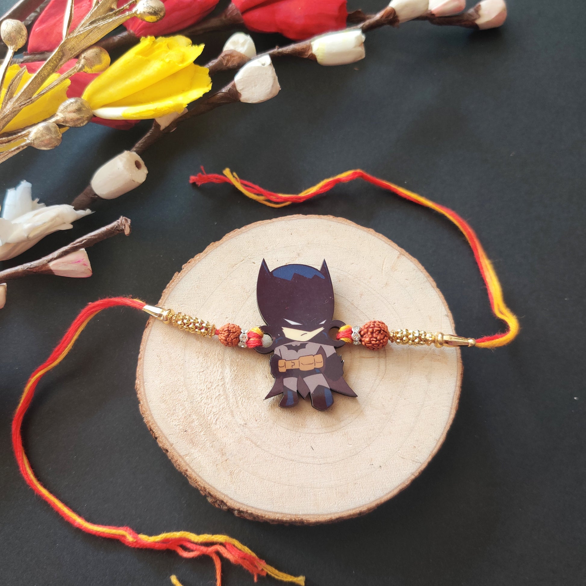Indianvibez Batman Wooden Rakhi - Kids Rakhi - Swadesiicart