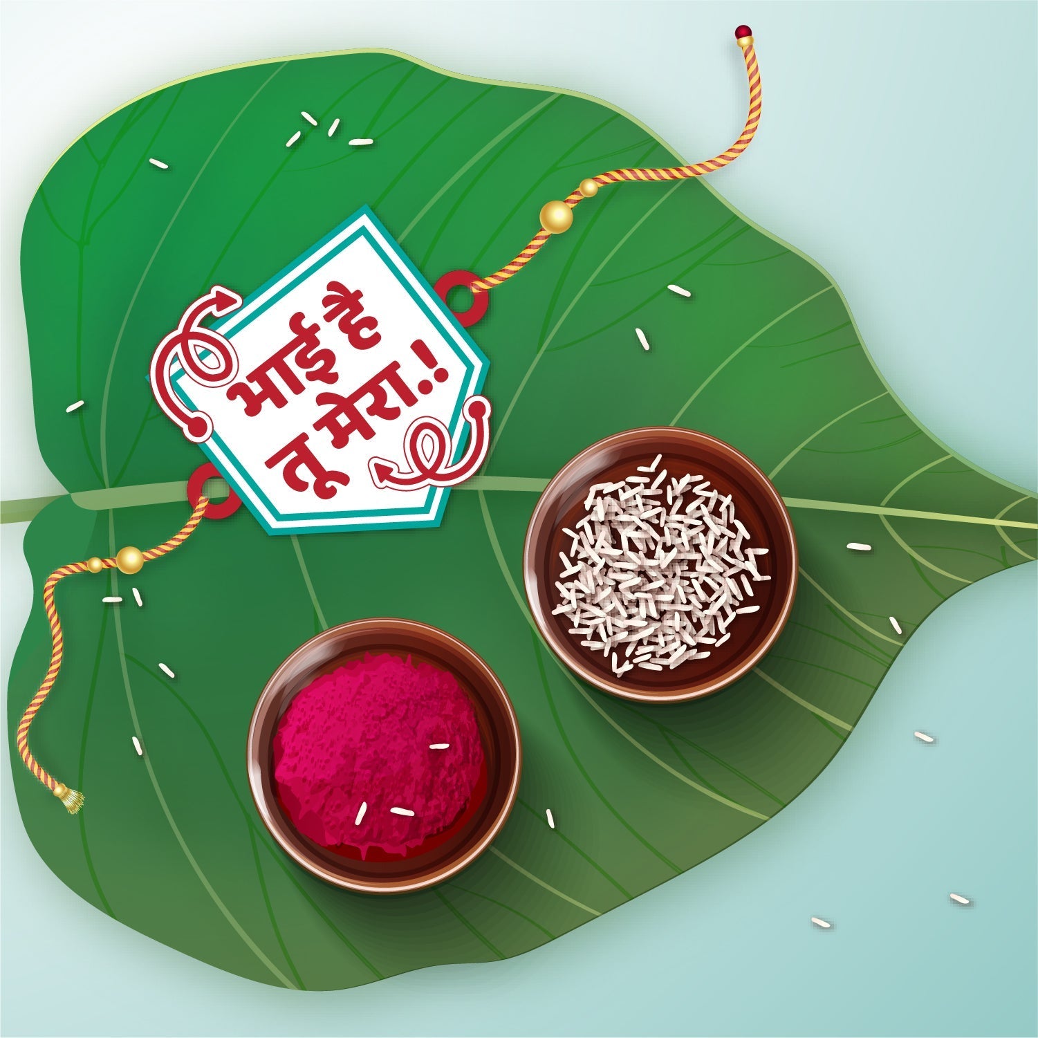 Indianvibez Bhai Hai Tu Mera Wooden Rakhi with Rudraksha, Quote Rakhi for Brother, Shop India - Kids Rakhi - Swadesiicart