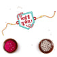 Indianvibez Bhai Hai Tu Mera Wooden Rakhi with Rudraksha, Quote Rakhi for Brother, Shop India - Kids Rakhi - Swadesiicart