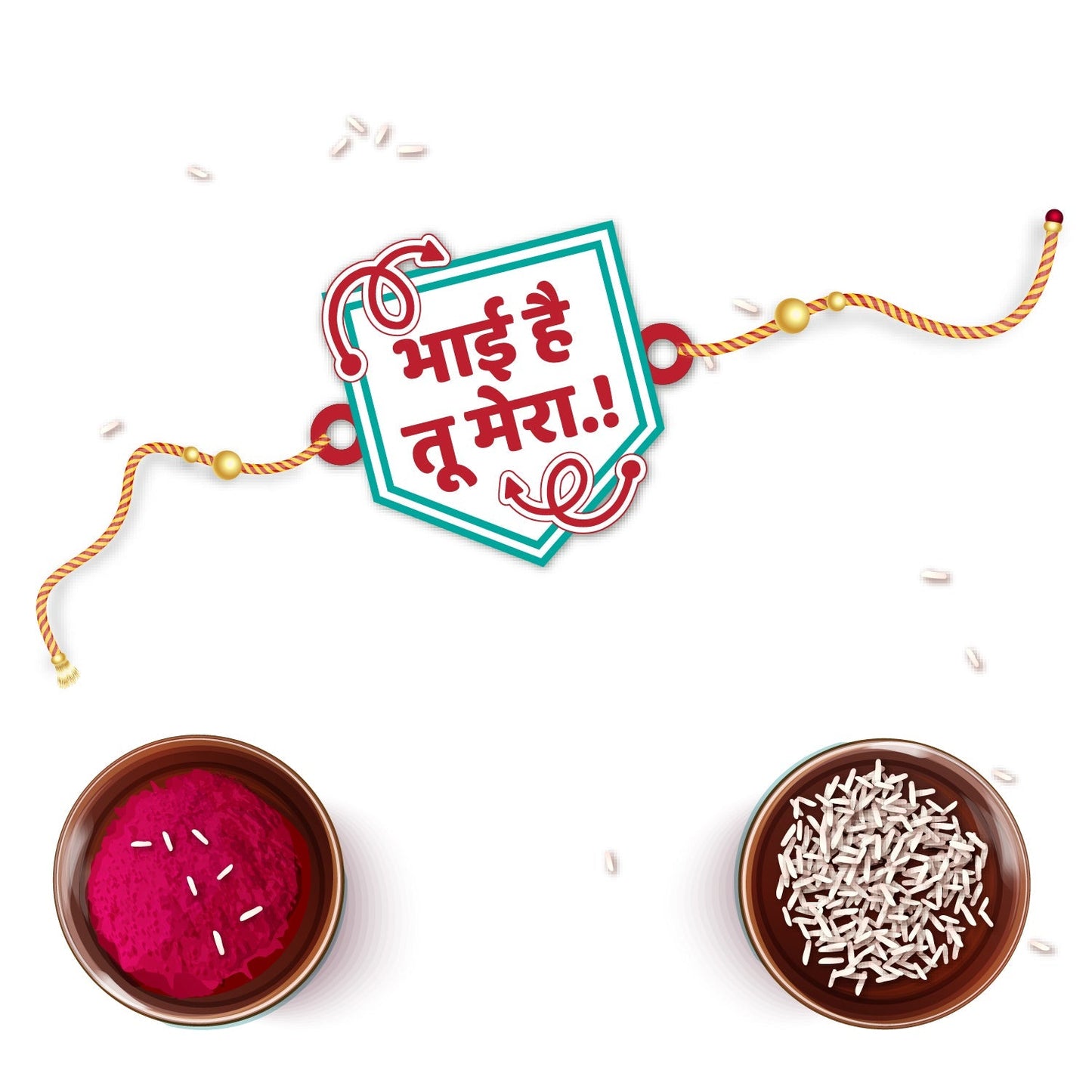 Indianvibez Bhai Hai Tu Mera Wooden Rakhi with Rudraksha, Quote Rakhi for Brother, Shop India - Kids Rakhi - Swadesiicart