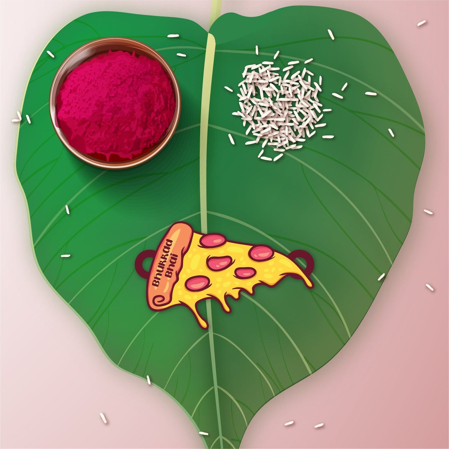 Indianvibez Bhukkad Bhai Pizza Wooden Rakhi with Rudraksha, Food Rakhi for Brother, Shop India - Kids Rakhi - Swadesiicart