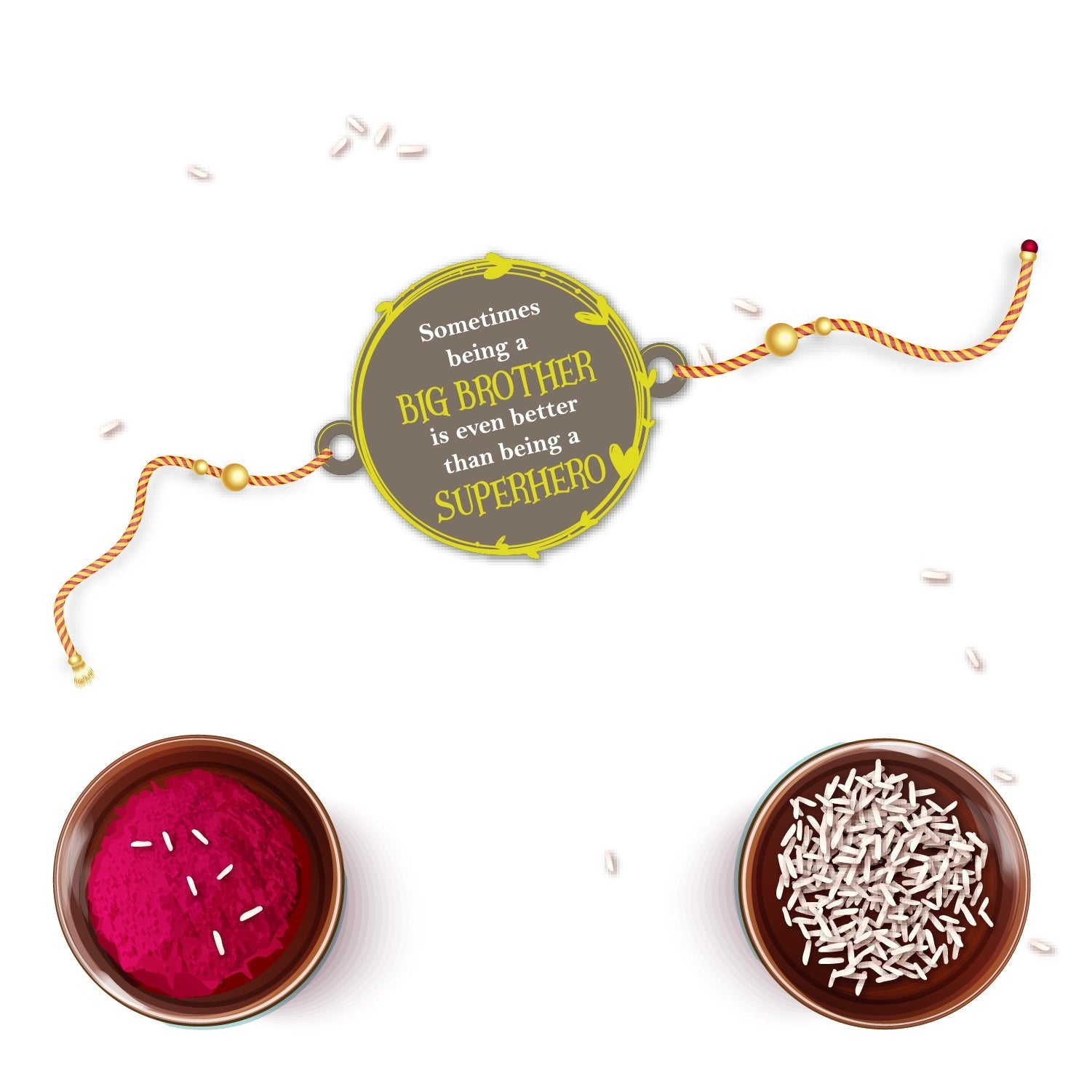 Indianvibez Big Brother Superhero Wooden Rakhi with Rudraksha, Unique Rakhi for Bhaiya, Shop India - Kids Rakhi - Swadesiicart