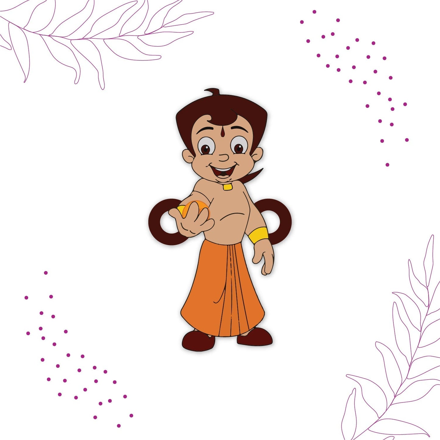 Indianvibez Chota Bheem Wooden Rakhi with Rudraksha, Cartoon Rakhi for Bro, Shop India - Kids Rakhi - Swadesiicart
