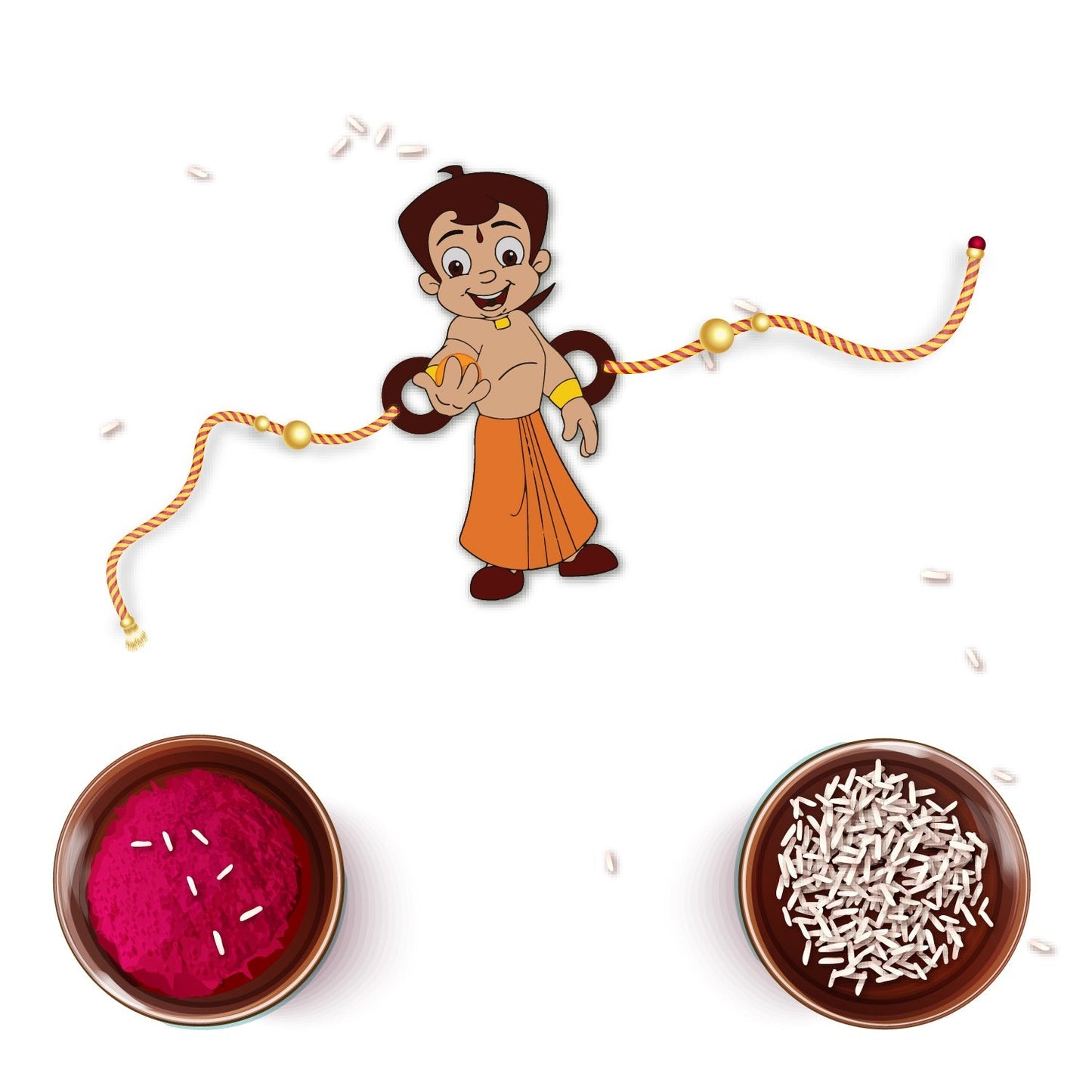 Indianvibez Chota Bheem Wooden Rakhi with Rudraksha, Cartoon Rakhi for Bro, Shop India - Kids Rakhi - Swadesiicart