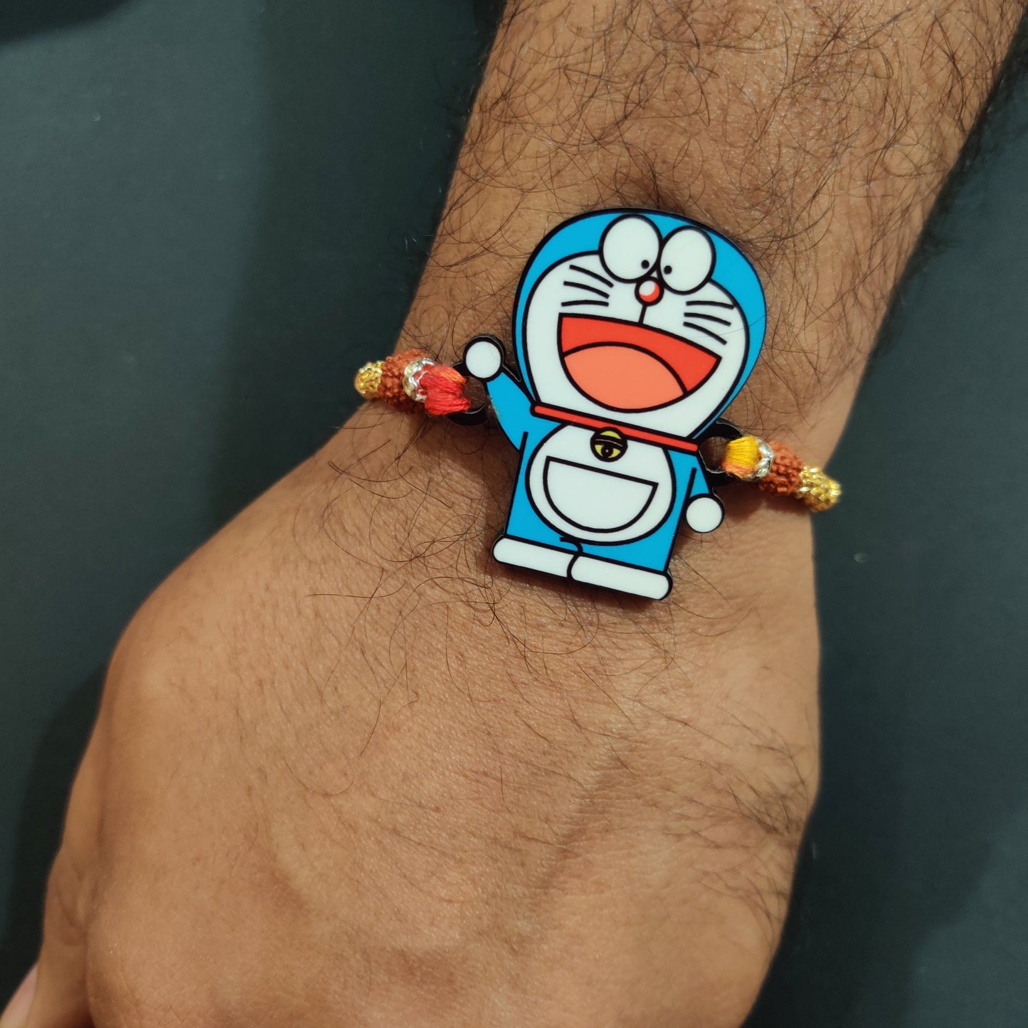 Indianvibez Doraemon Wooden Rakhi with Rudraksha, Cartoon Rakhi for Bro, Shop India - Kids Rakhi - Swadesiicart
