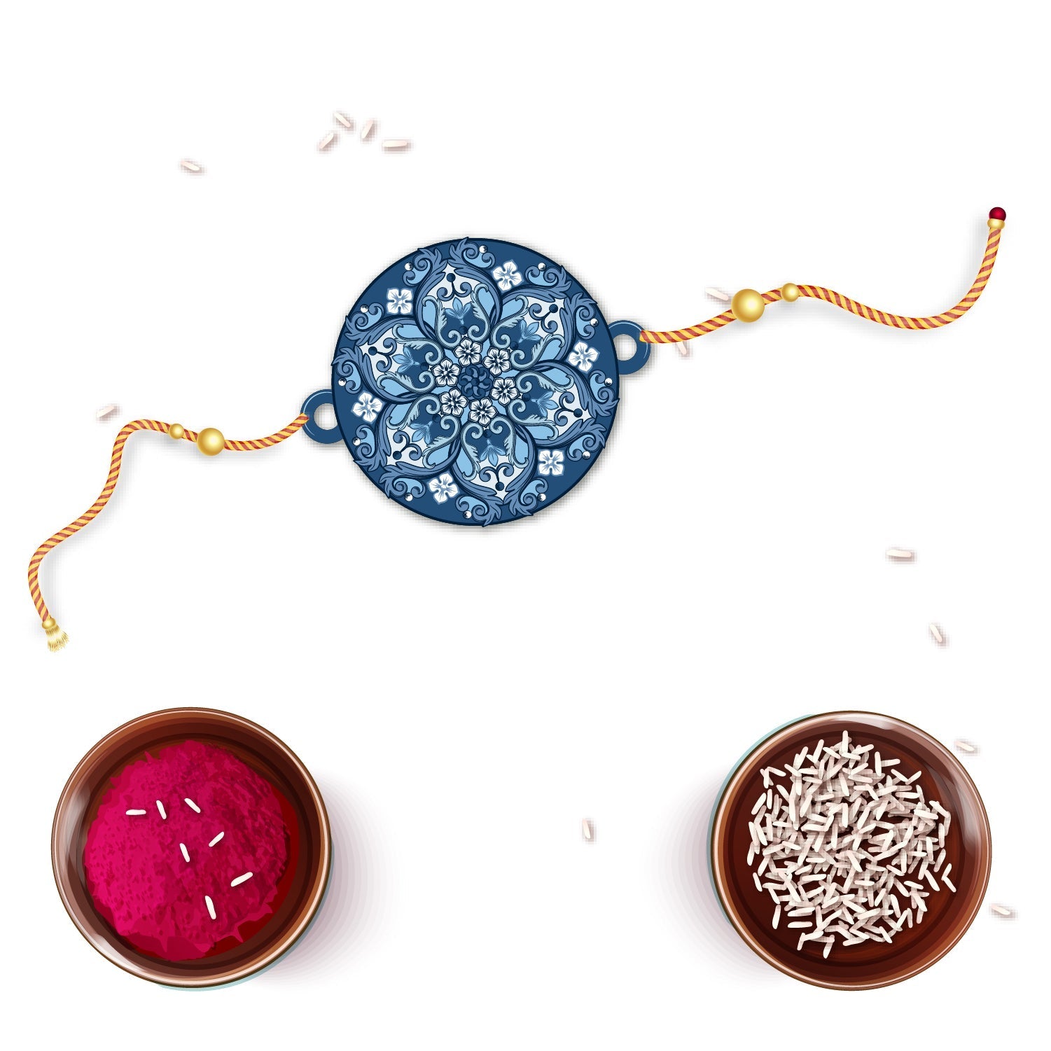 Indianvibez Ethnic Mandala Wooden Rakhi with Rudraksha, Divine Rakhi for Brother| - Kids Rakhi - Swadesiicart