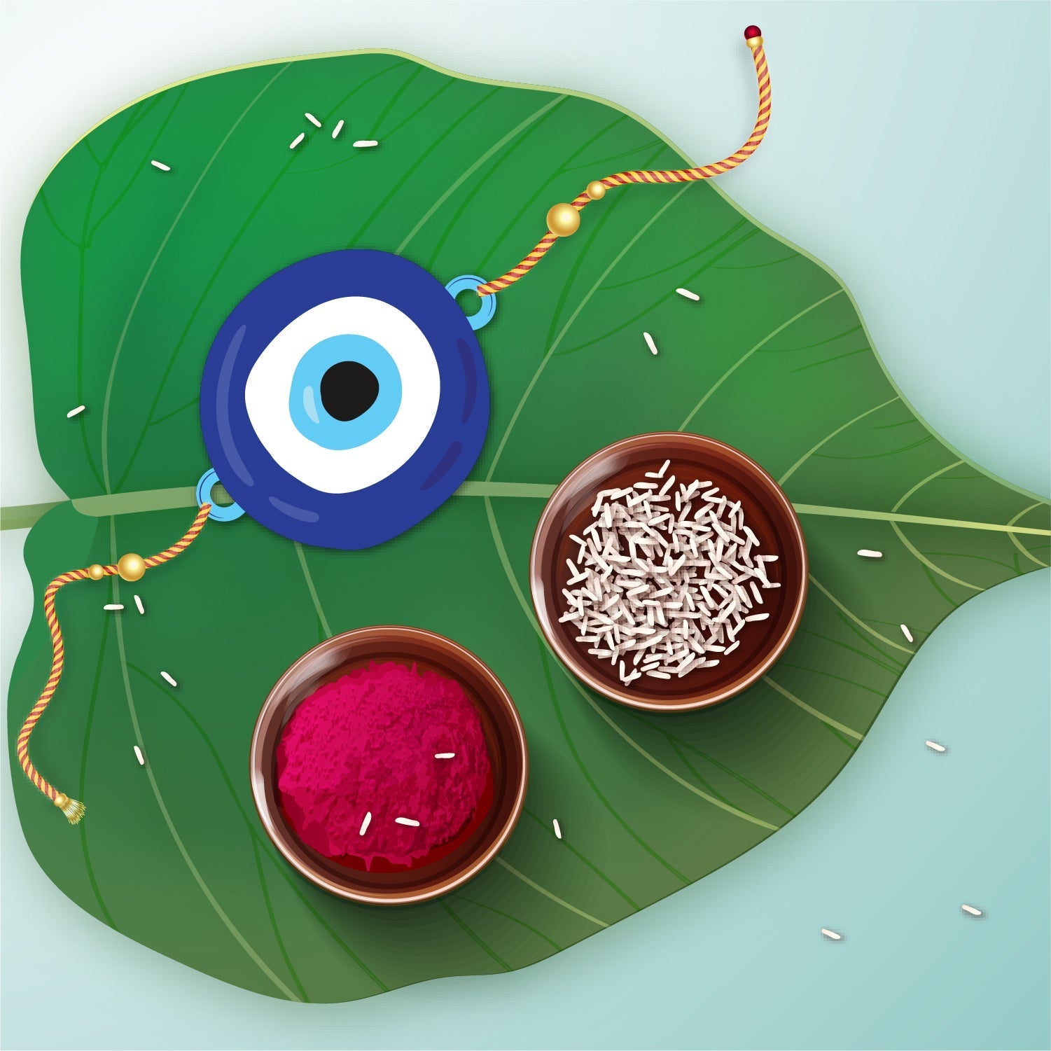 Indianvibez Evil Eye Rakhi with Rudraksha Thread, Rakhi for Brother - Kids Rakhi - Swadesiicart