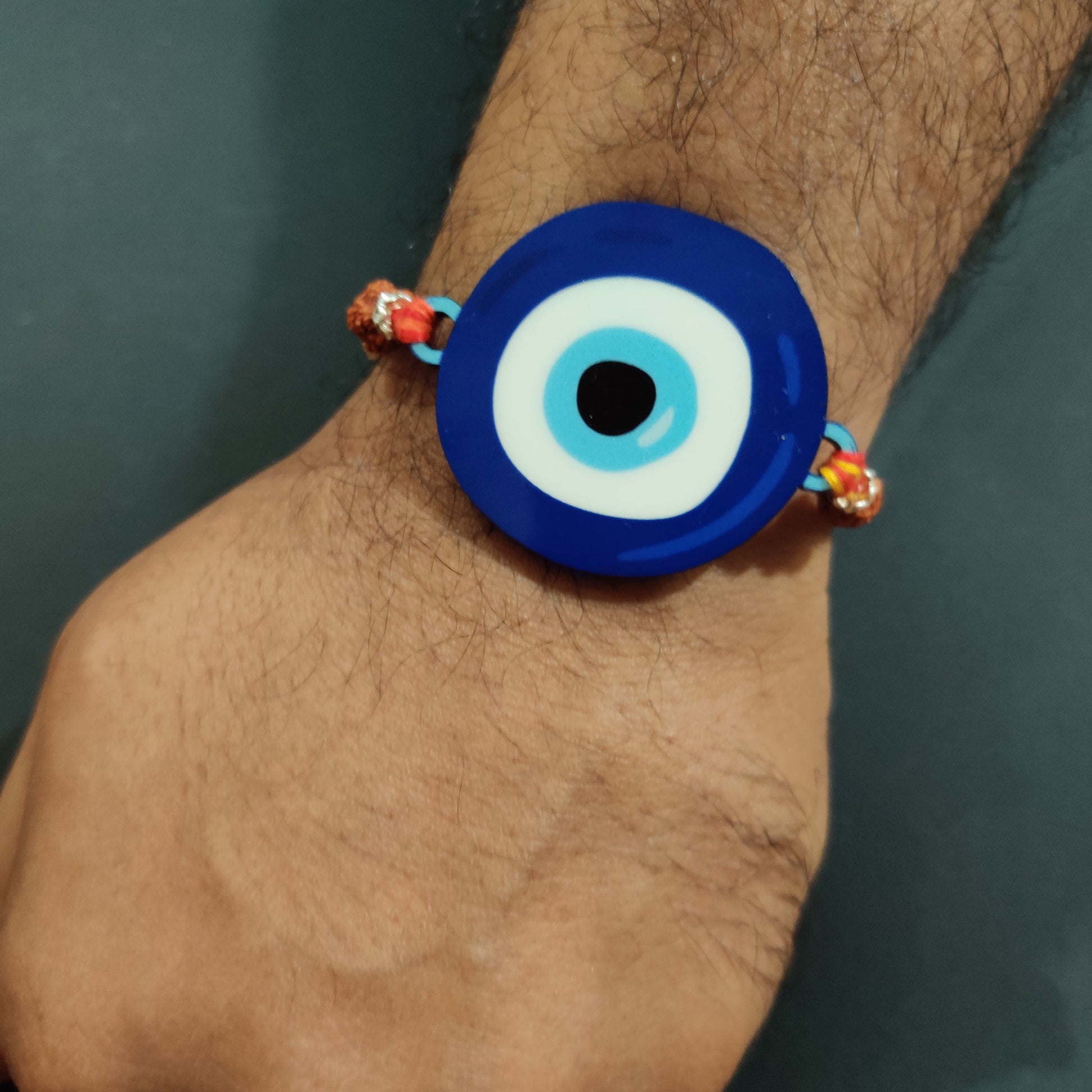 Indianvibez Evil Eye Rakhi with Rudraksha Thread, Rakhi for Brother - Kids Rakhi - Swadesiicart
