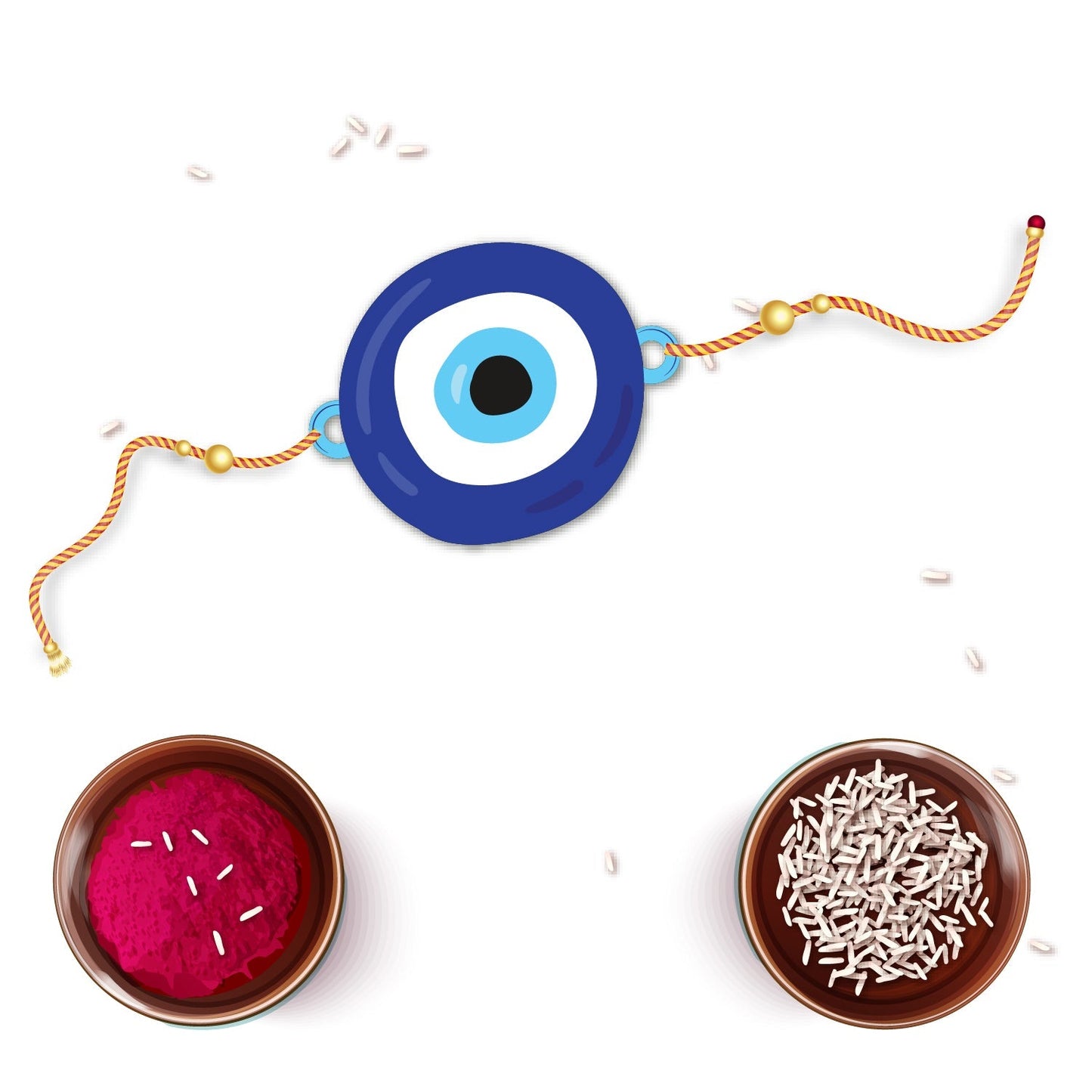 Indianvibez Evil Eye Rakhi with Rudraksha Thread, Rakhi for Brother - Kids Rakhi - Swadesiicart