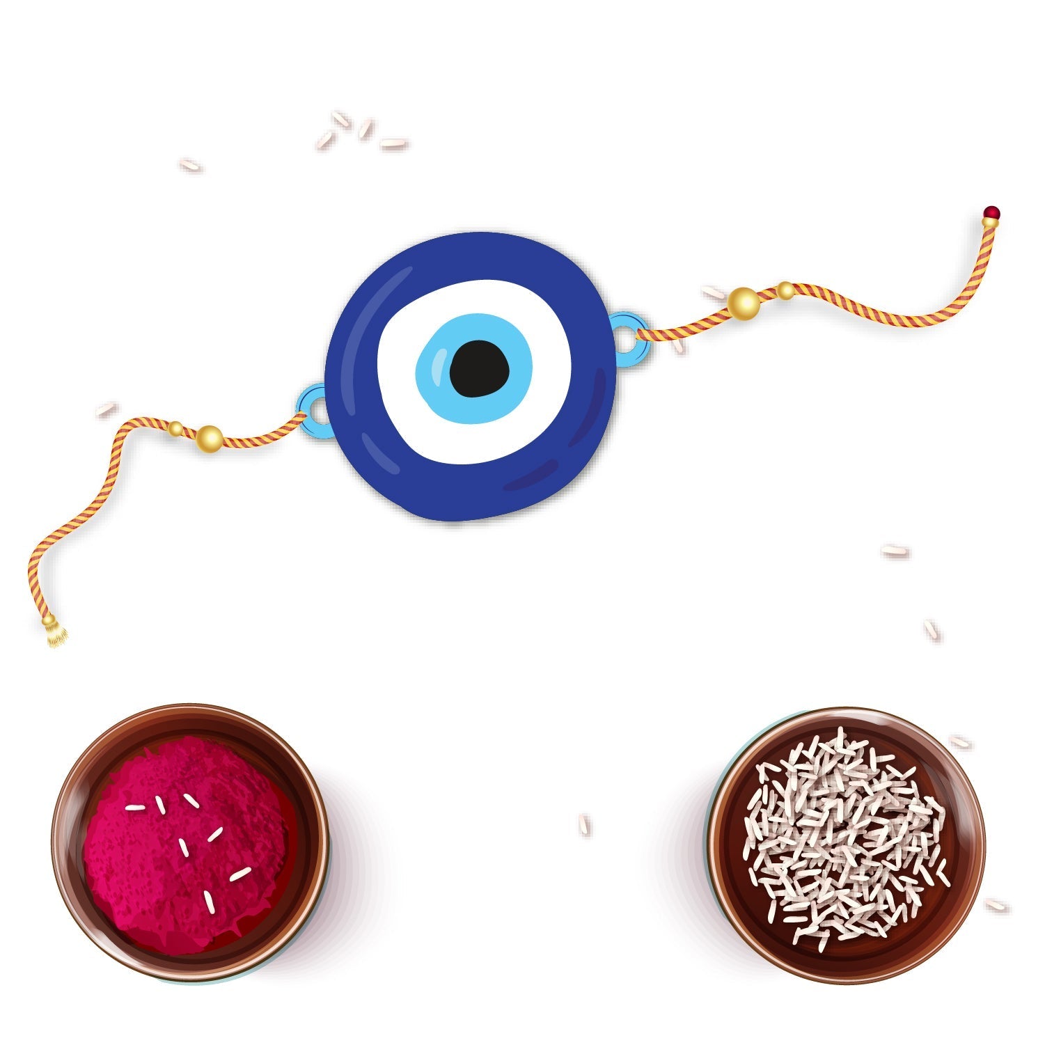 Indianvibez Evil Eye Rakhi with Rudraksha Thread, Rakhi for Brother - Kids Rakhi - Swadesiicart