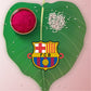 Indianvibez FC Barcelona Wooden Rakhi with Rudraksha, Barca Rakhi for Bro, Shop India - Kids Rakhi - Swadesiicart