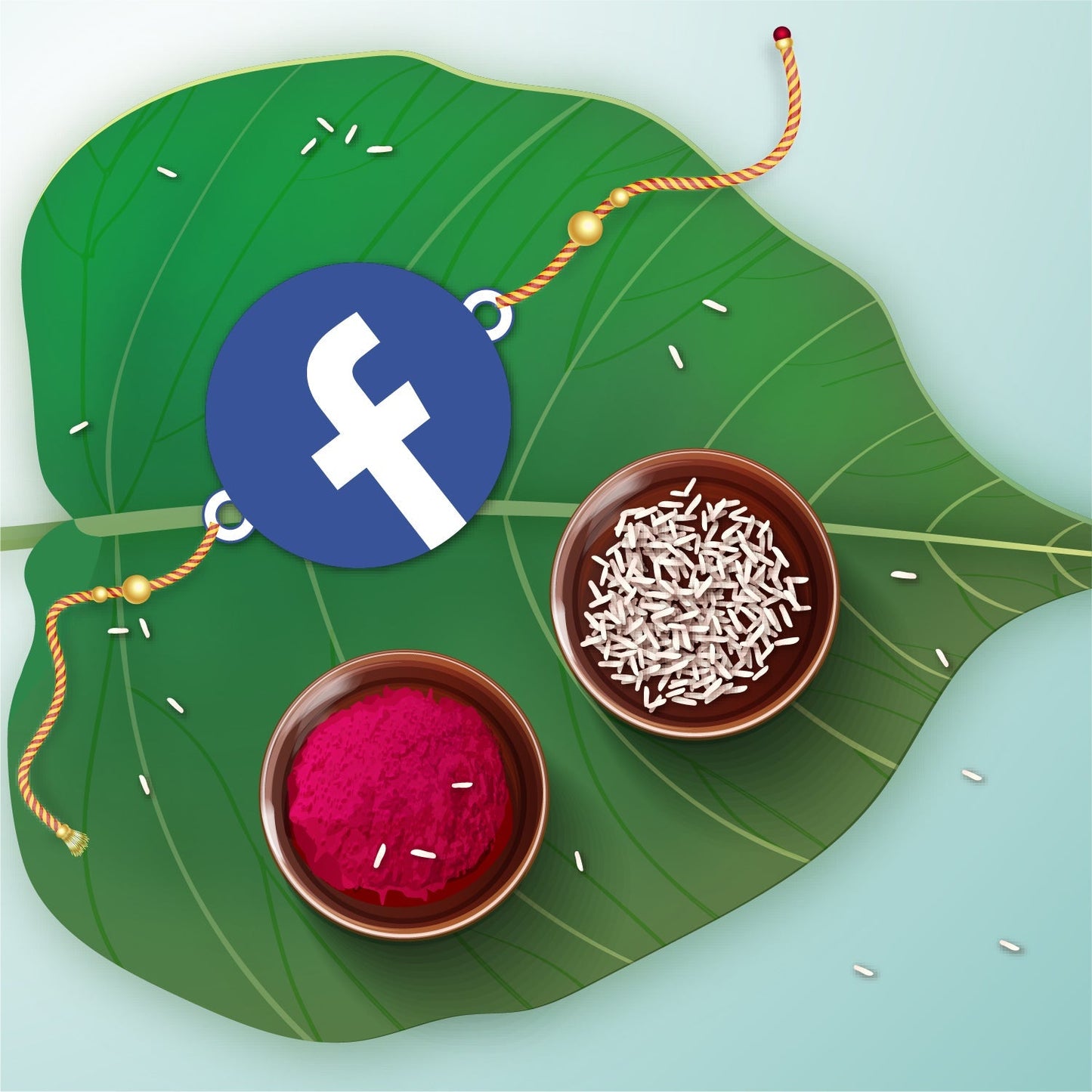 Indianvibez Facebook Wooden Rakhi with Rudraksha, Social Media Rakhi for Bro, Shop India - Kids Rakhi - Swadesiicart