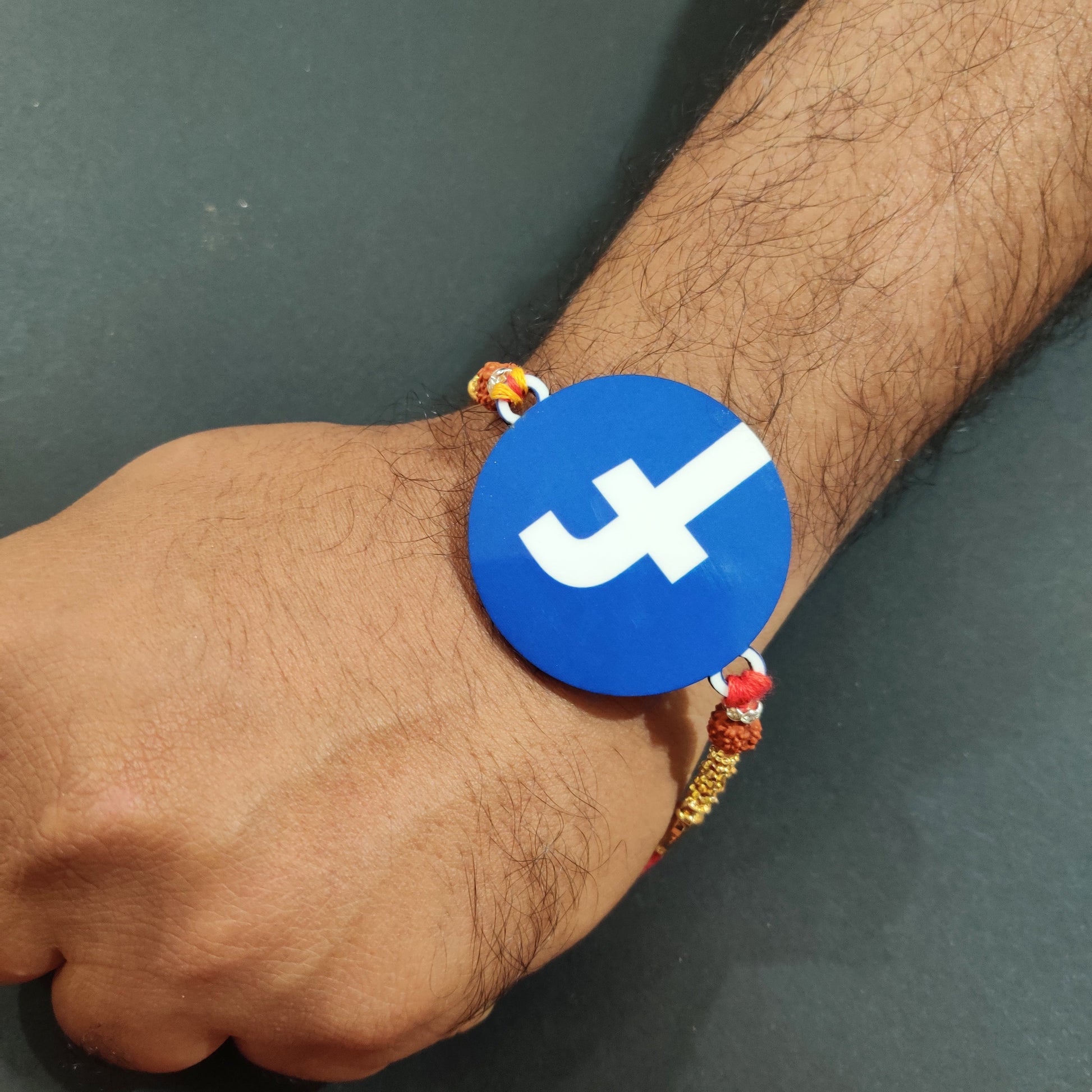 Indianvibez Facebook Wooden Rakhi with Rudraksha, Social Media Rakhi for Bro, Shop India - Kids Rakhi - Swadesiicart