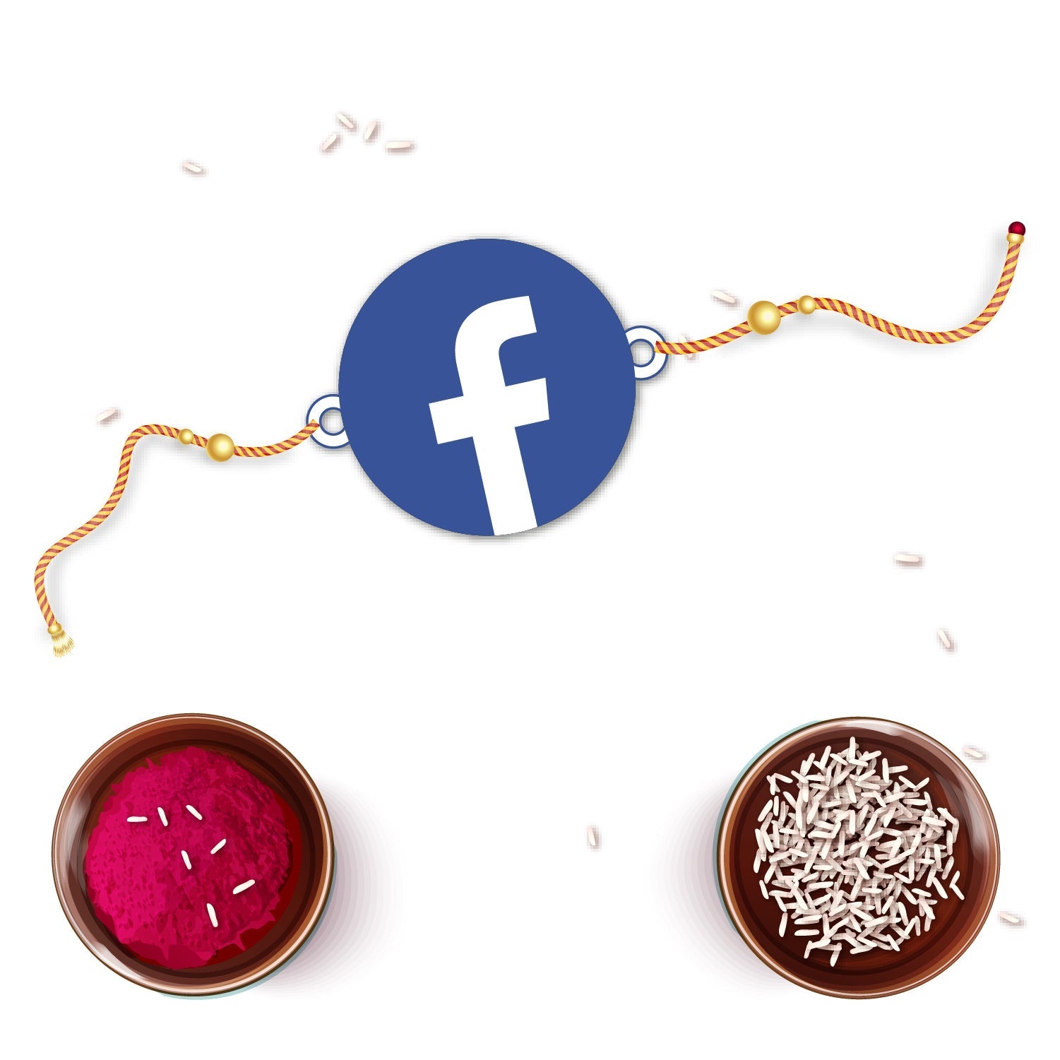 Indianvibez Facebook Wooden Rakhi with Rudraksha, Social Media Rakhi for Bro, Shop India - Kids Rakhi - Swadesiicart