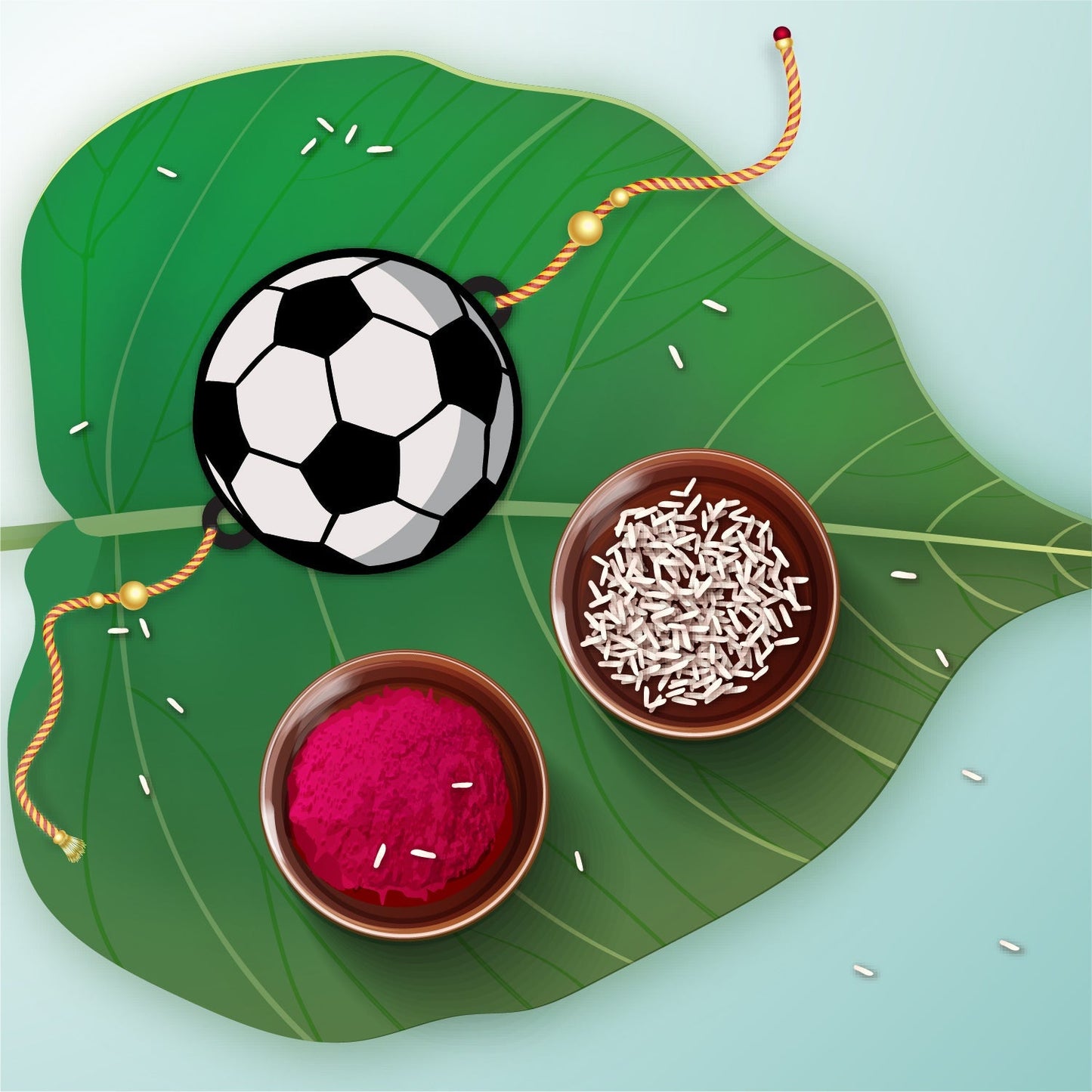 Indianvibez Football Wooden Rakhi with Rudraksha, Soccer Rakhi for Bro, Shop India - Kids Rakhi - Swadesiicart
