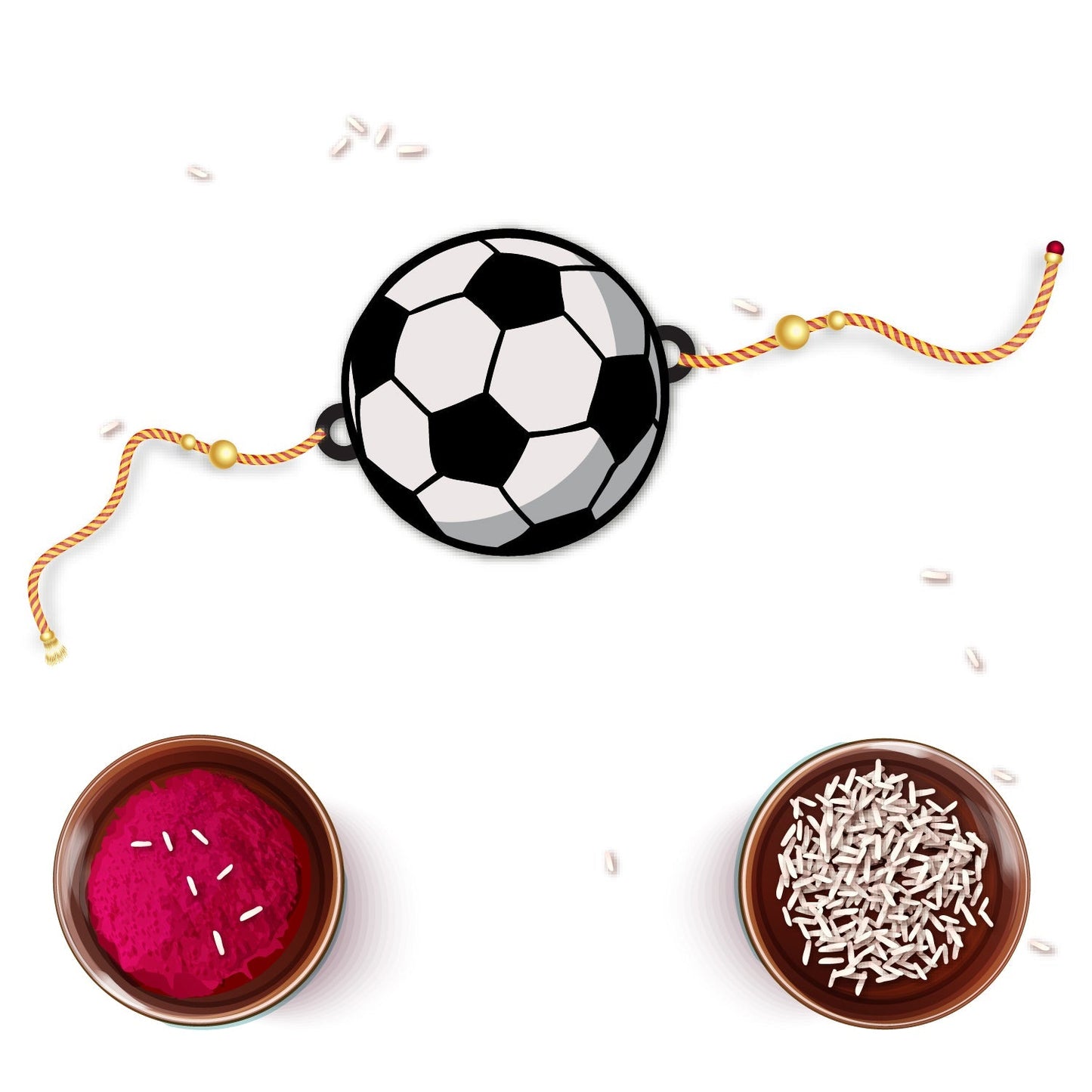 Indianvibez Football Wooden Rakhi with Rudraksha, Soccer Rakhi for Bro, Shop India - Kids Rakhi - Swadesiicart