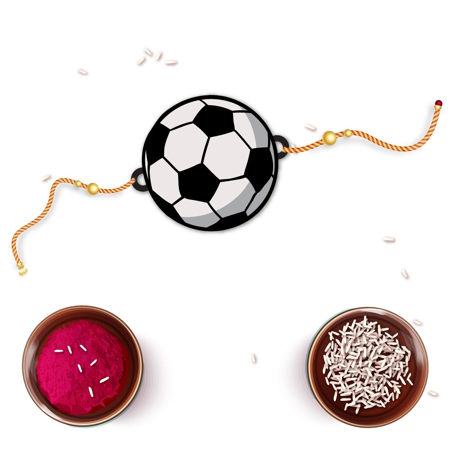 Indianvibez Football Wooden Rakhi with Rudraksha, Soccer Rakhi for Bro, Shop India - Kids Rakhi - Swadesiicart