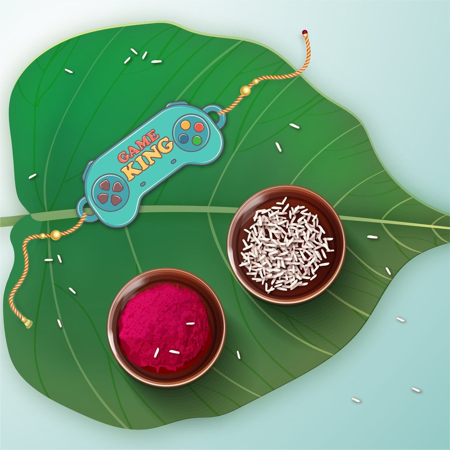 Indianvibez Gamer King Bhai Wooden Rakhi with Rudraksha, Gaming Rakhi for Bro, Shop India - Kids Rakhi - Swadesiicart