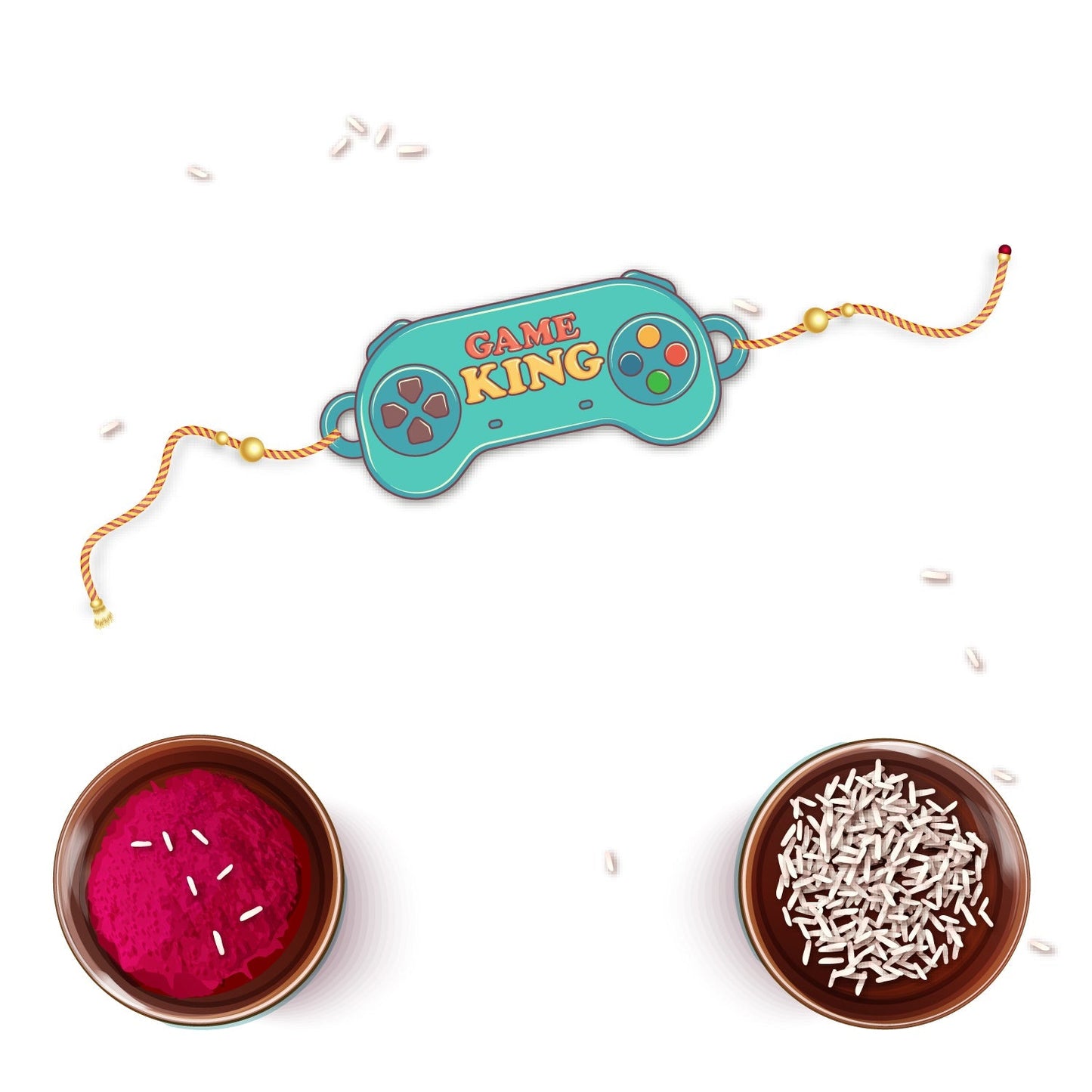 Indianvibez Gamer King Bhai Wooden Rakhi with Rudraksha, Gaming Rakhi for Bro, Shop India - Kids Rakhi - Swadesiicart