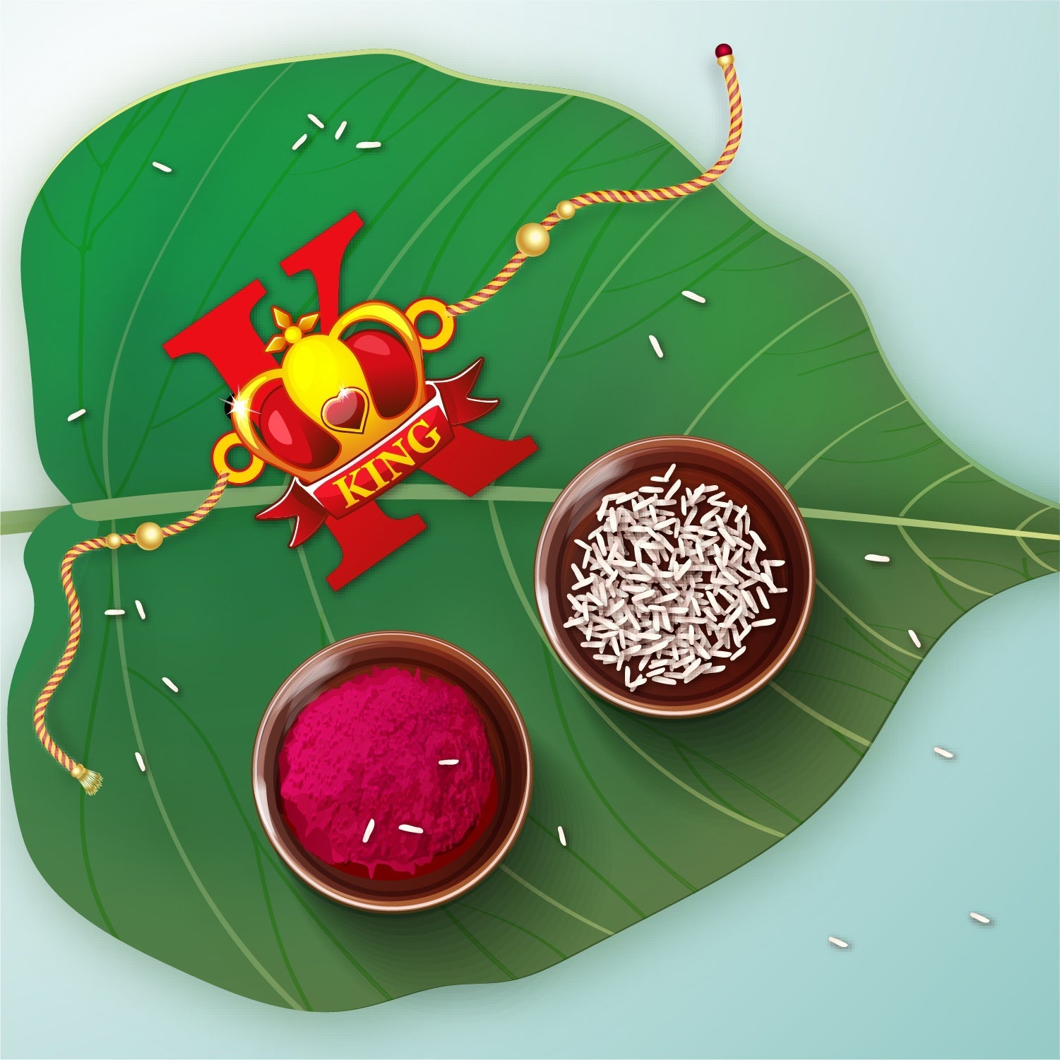 Indianvibez Royal King Bhai Wooden Rakhi, Rudraksha Rakhi for Brother - Kids Rakhi - Swadesiicart