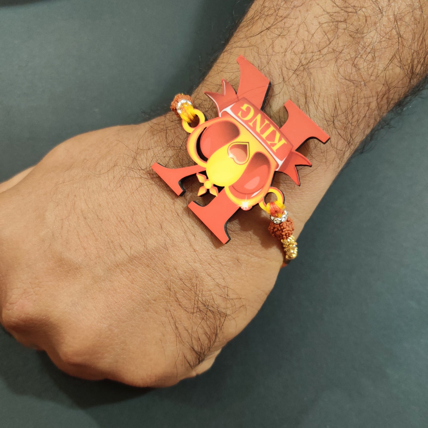 Indianvibez Royal King Bhai Wooden Rakhi, Rudraksha Rakhi for Brother - Kids Rakhi - Swadesiicart