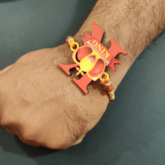 Indianvibez Royal King Bhai Wooden Rakhi, Rudraksha Rakhi for Brother - Kids Rakhi - Swadesiicart